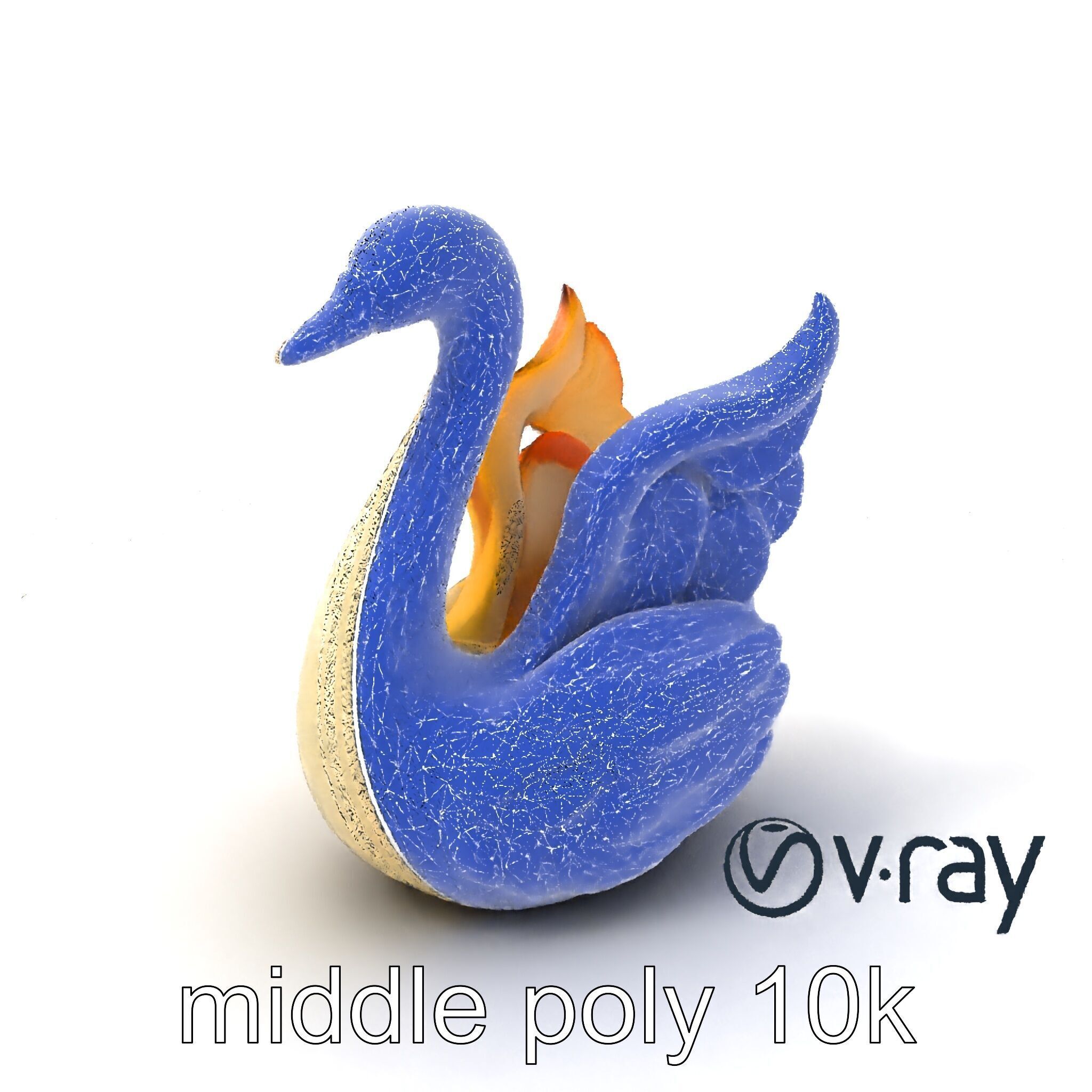Elegant Meringue Swan Figurine model pack Low-poly 3D model_5