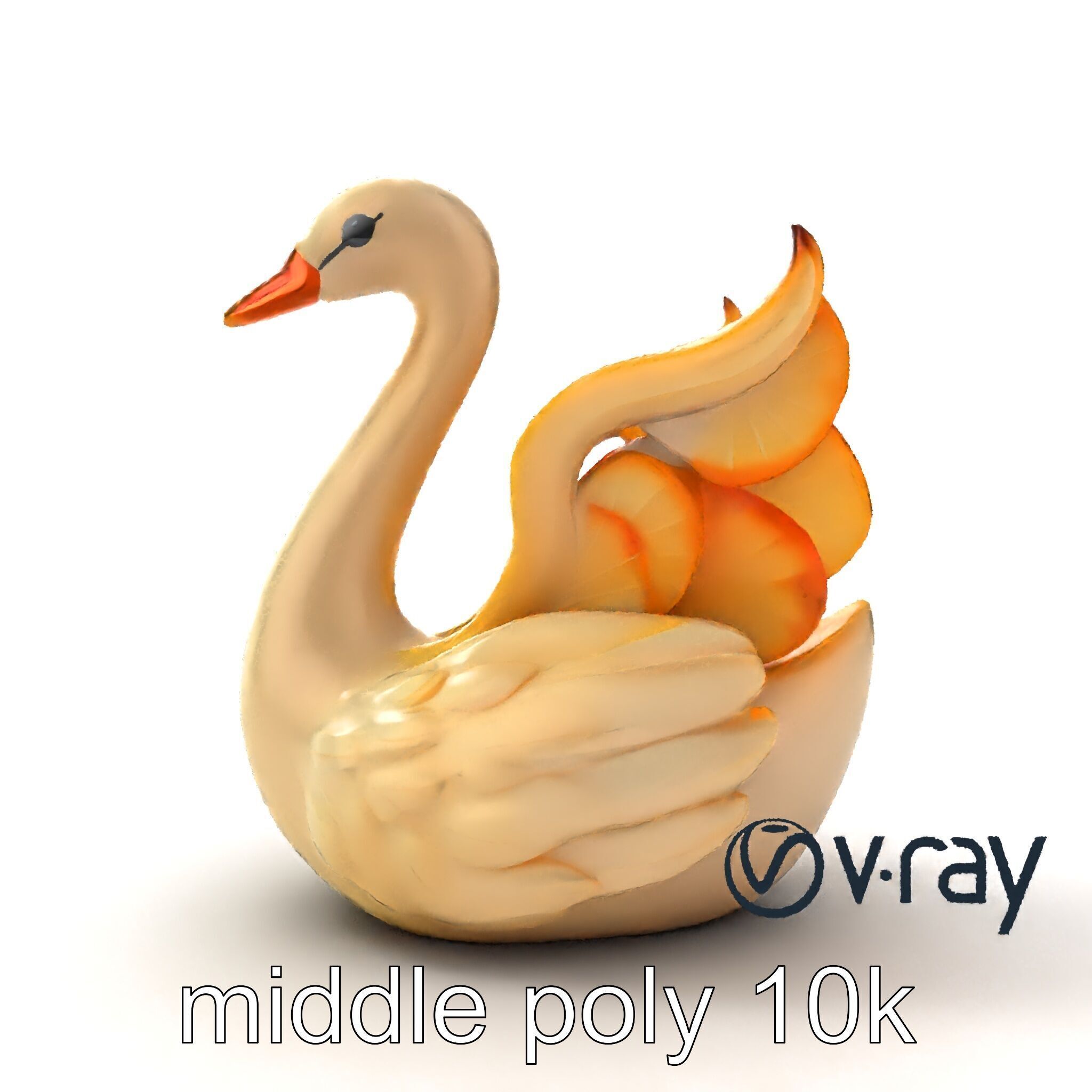 Elegant Meringue Swan Figurine model pack Low-poly 3D model_15