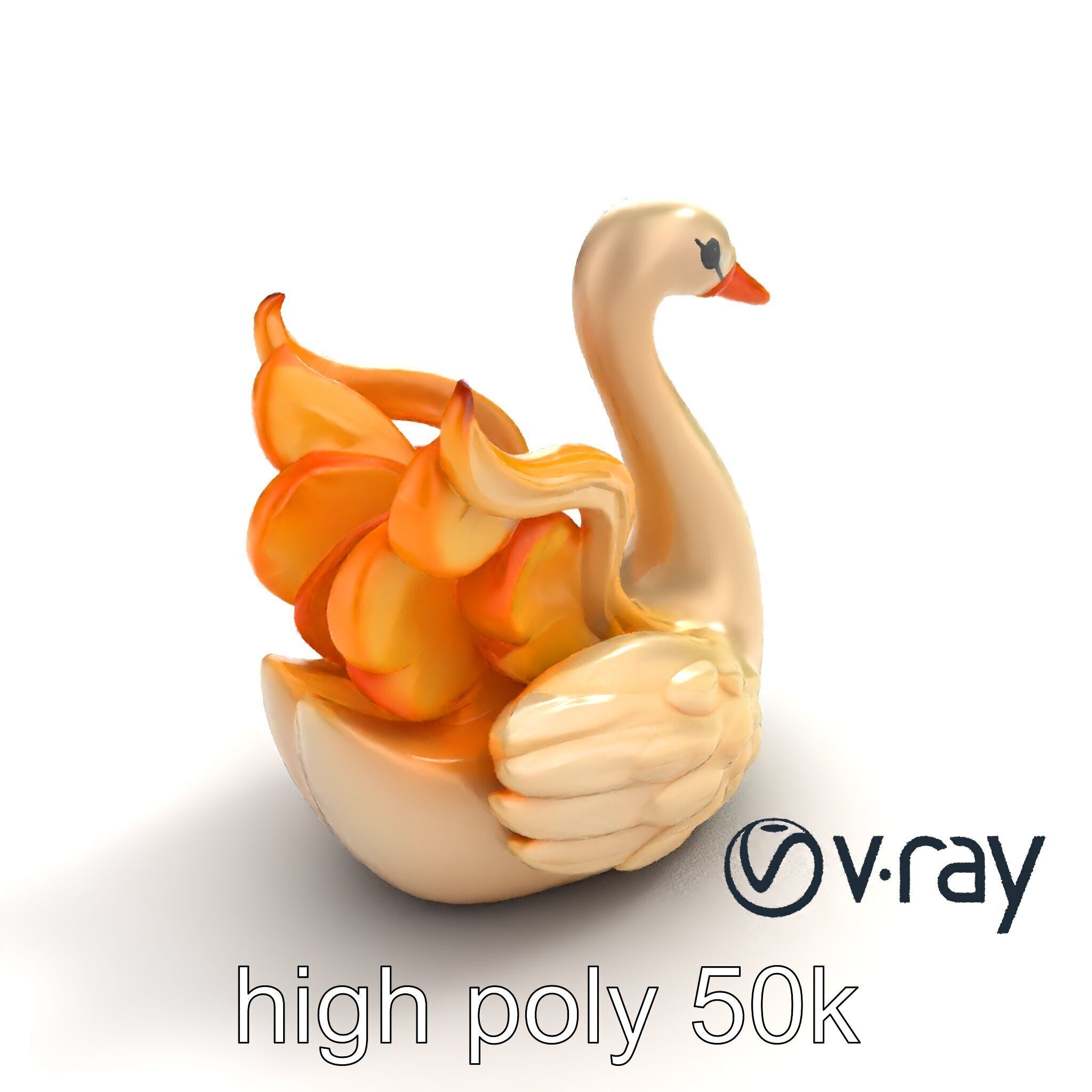 Elegant Meringue Swan Figurine model pack Low-poly 3D model_9