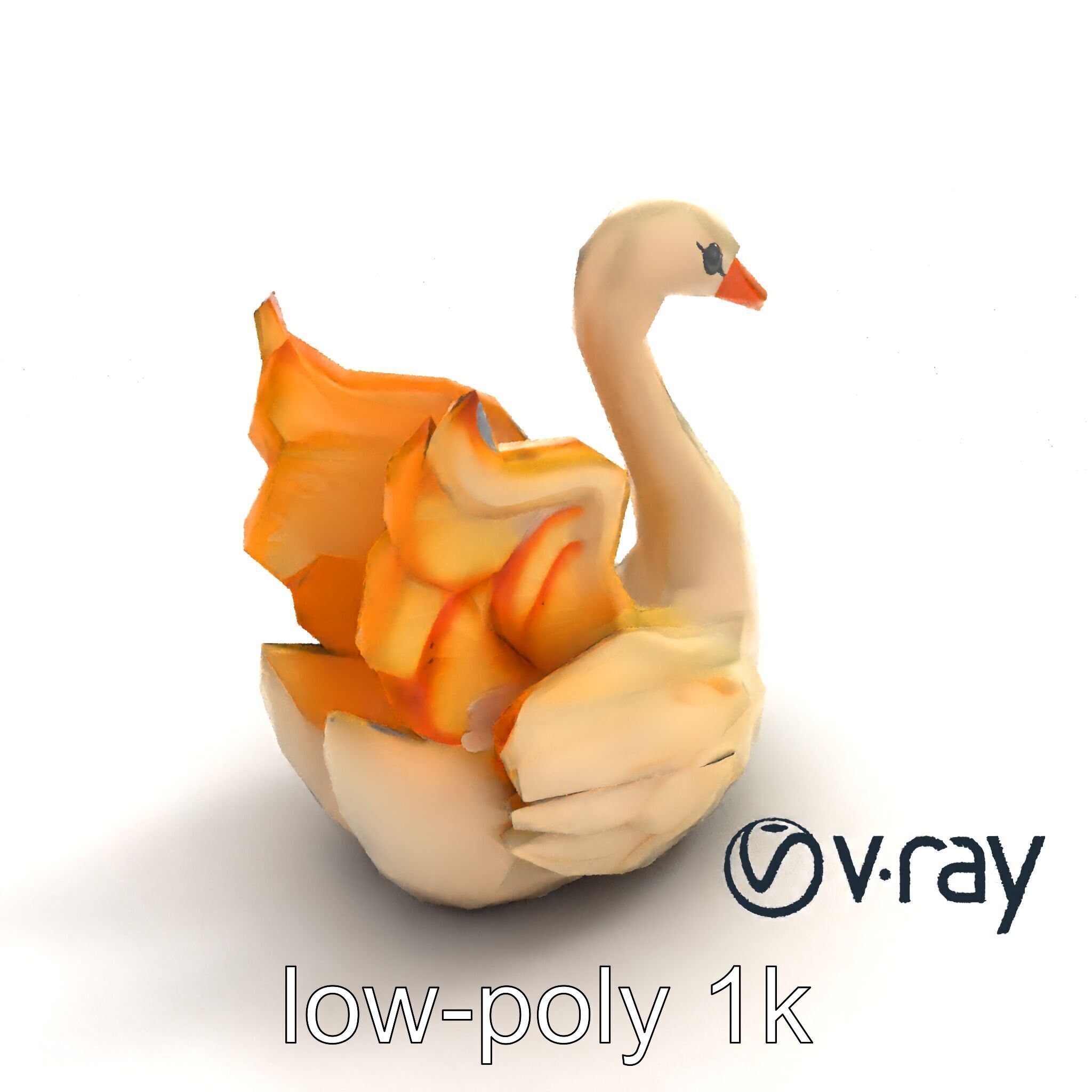 Elegant Meringue Swan Figurine model pack Low-poly 3D model_8