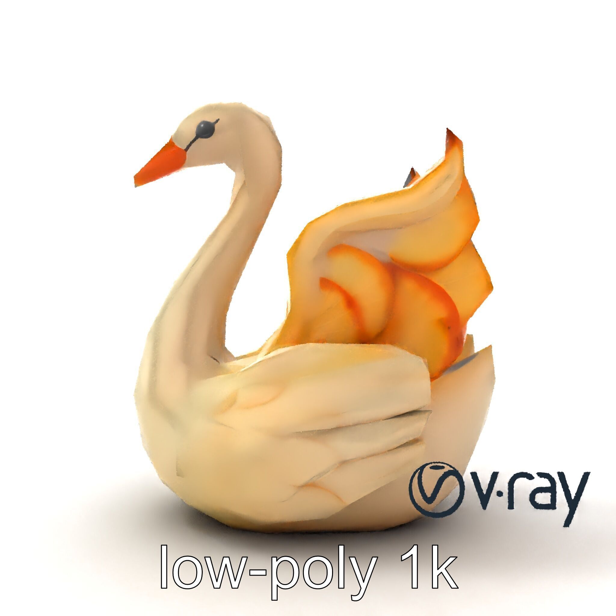 Elegant Meringue Swan Figurine model pack Low-poly 3D model_12