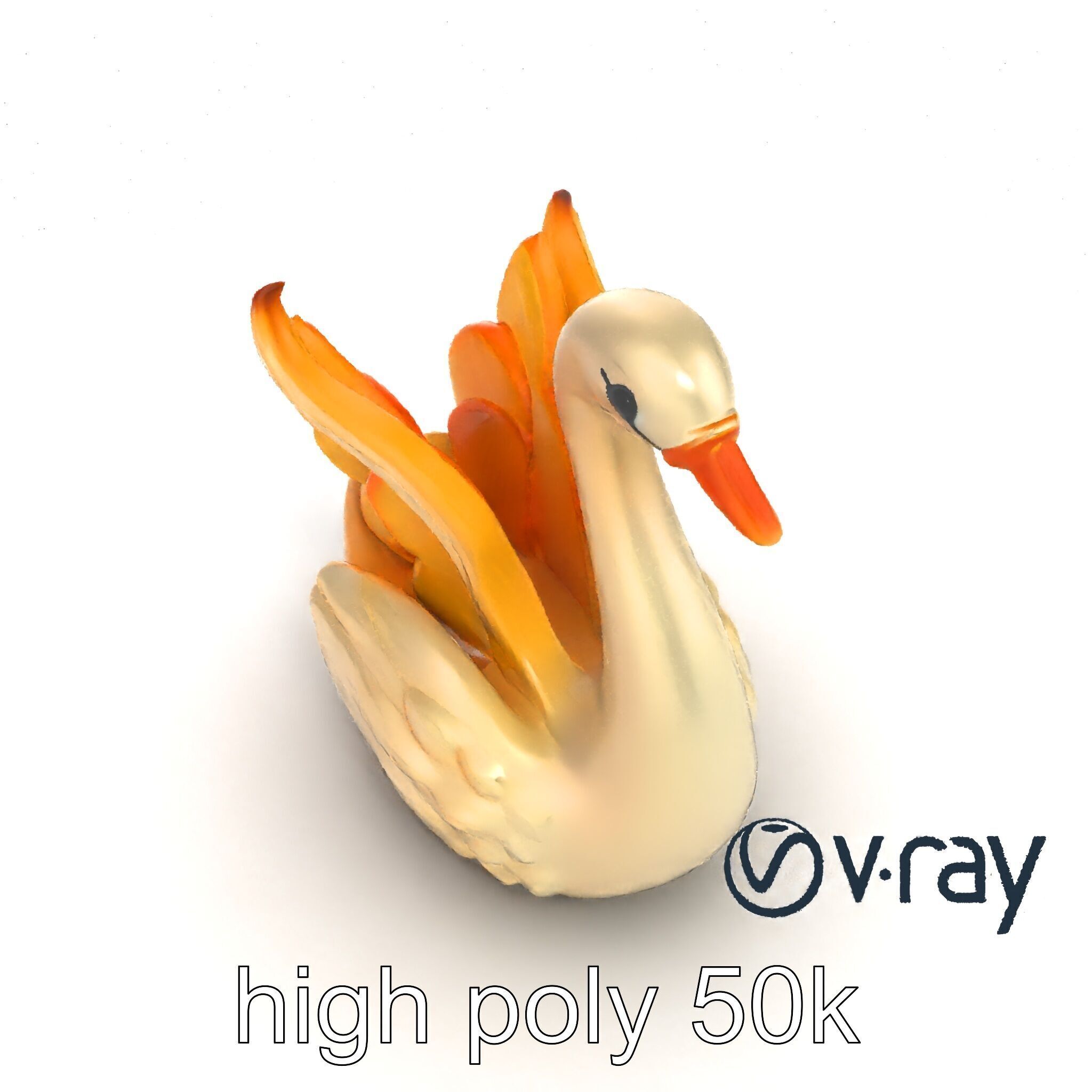 Elegant Meringue Swan Figurine model pack Low-poly 3D model_14