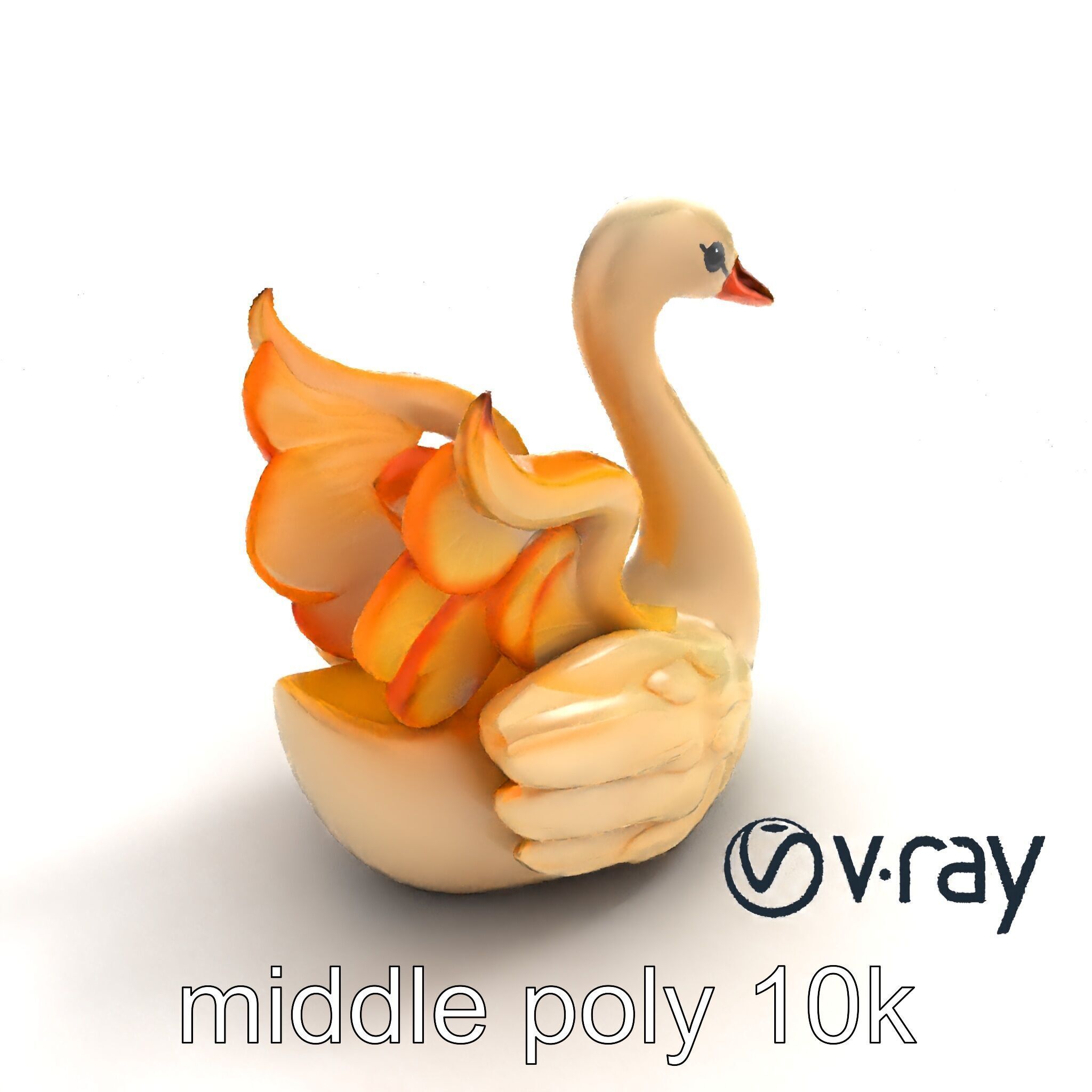 Elegant Meringue Swan Figurine model pack Low-poly 3D model_7