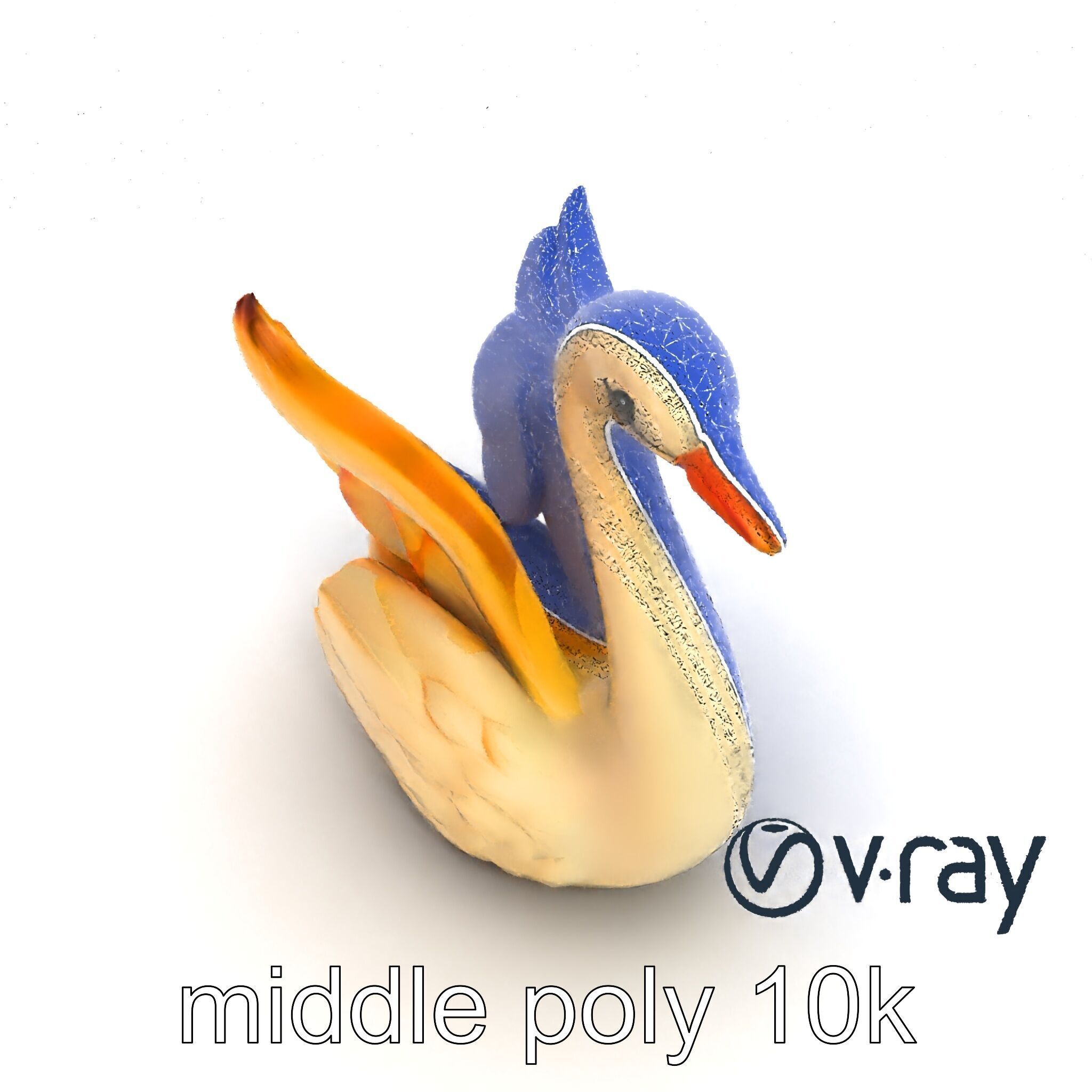 Elegant Meringue Swan Figurine model pack Low-poly 3D model_16