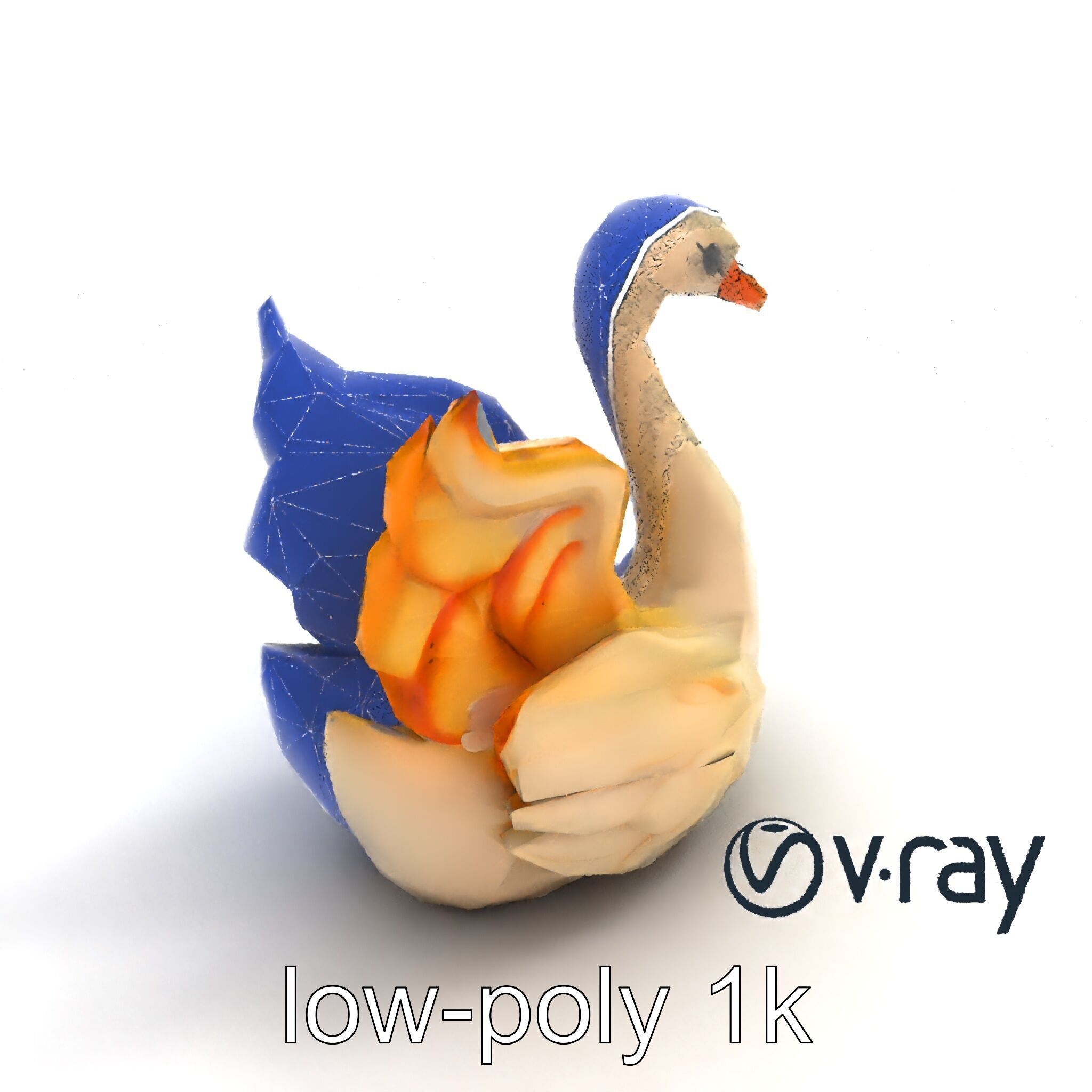Elegant Meringue Swan Figurine model pack Low-poly 3D model_17