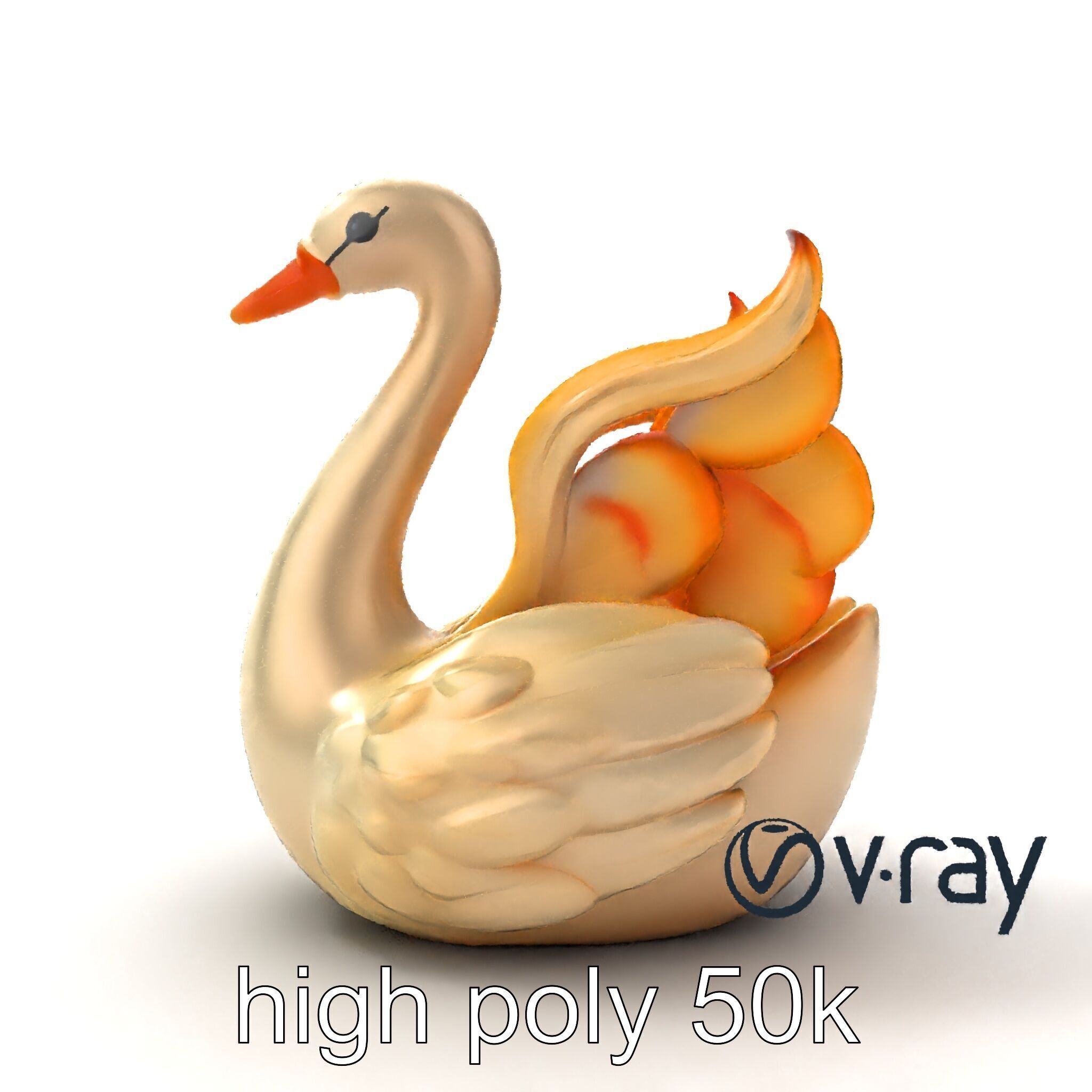 Elegant Meringue Swan Figurine model pack Low-poly 3D model_13