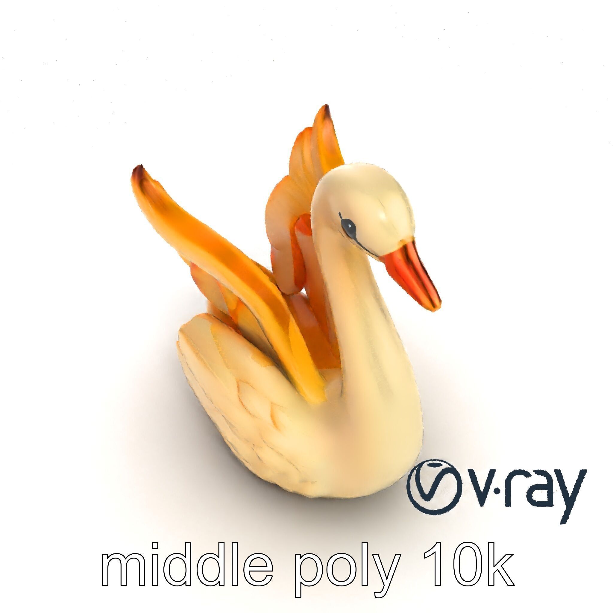 Elegant Meringue Swan Figurine model pack Low-poly 3D model_11