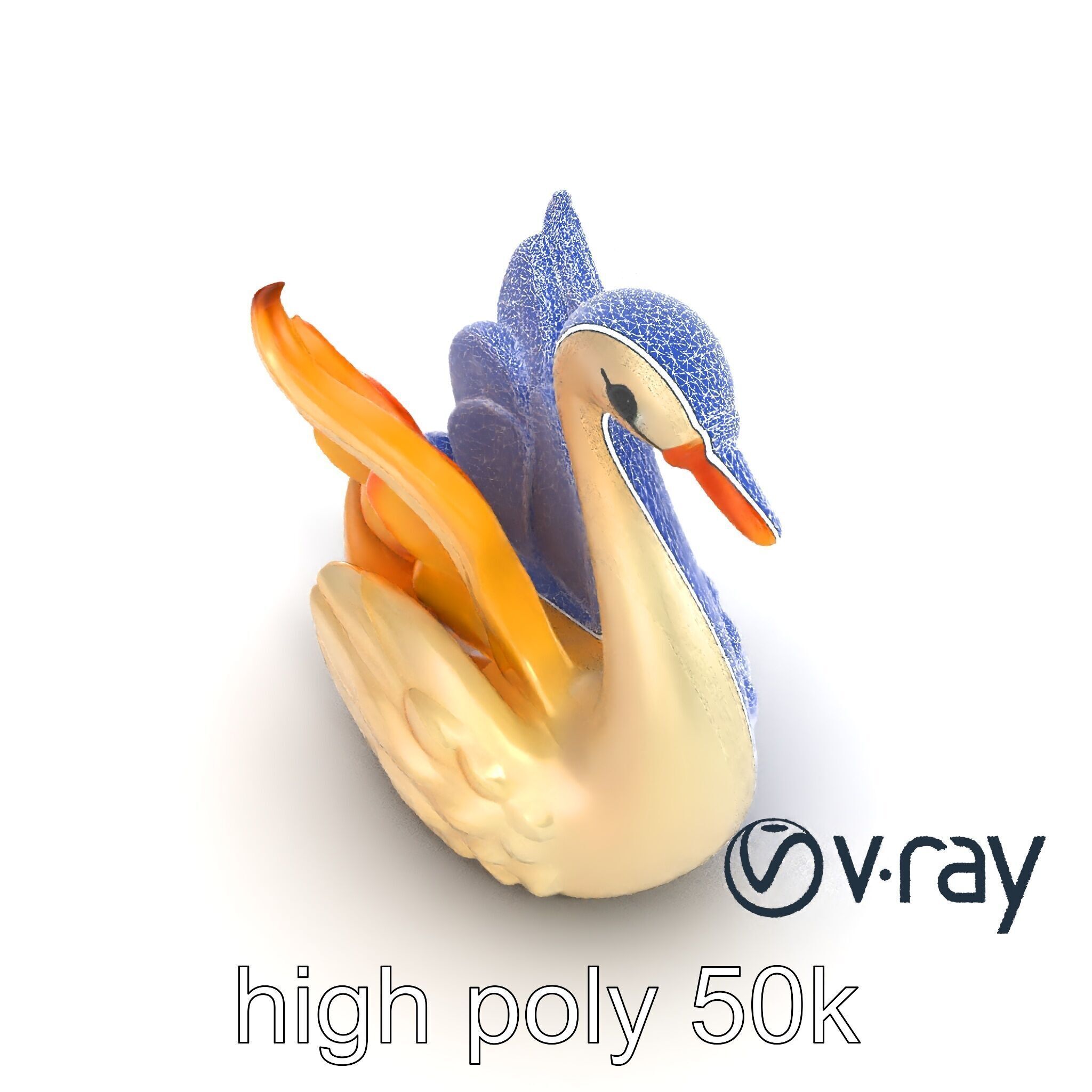 Elegant Meringue Swan Figurine model pack Low-poly 3D model_23