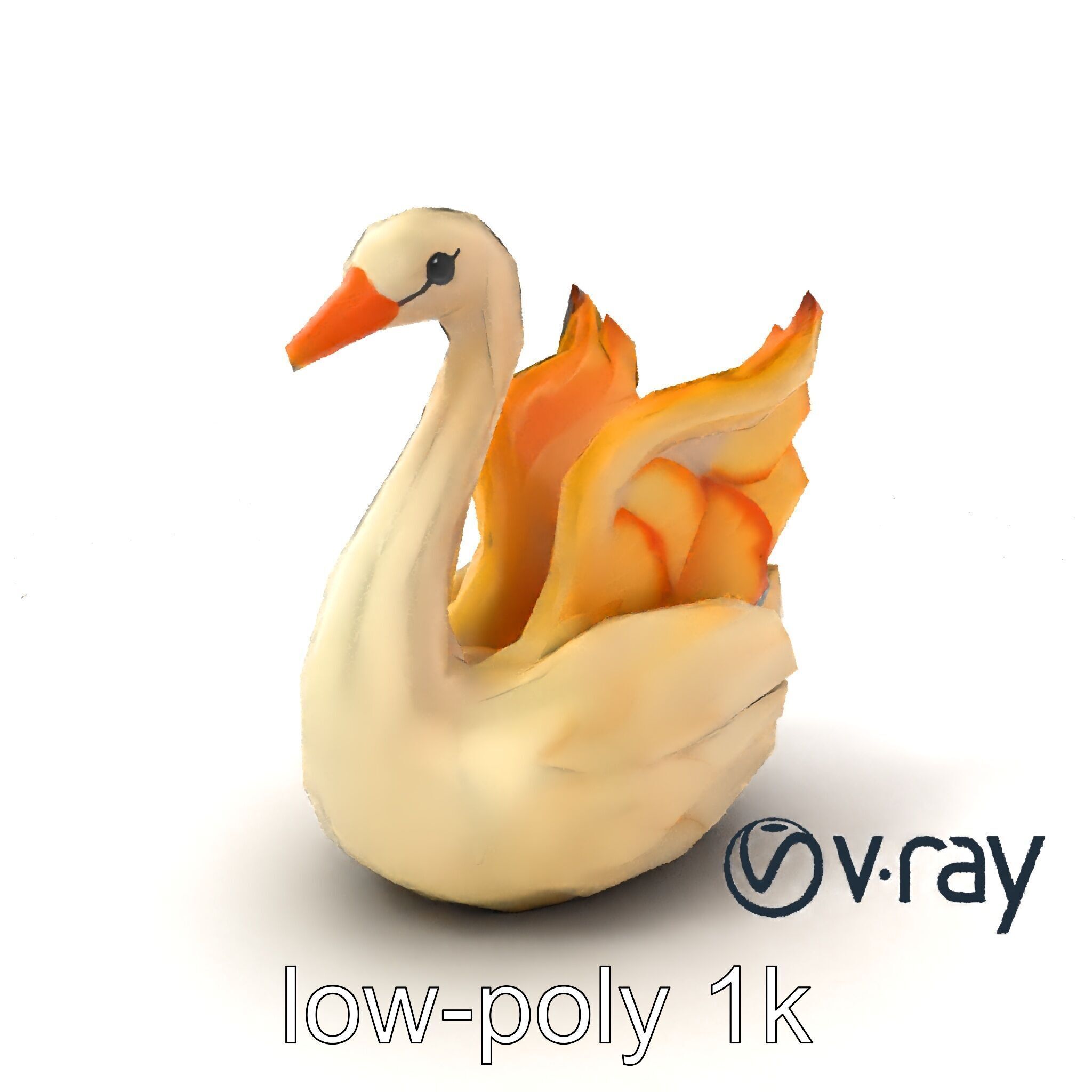 Elegant Meringue Swan Figurine model pack Low-poly 3D model_4