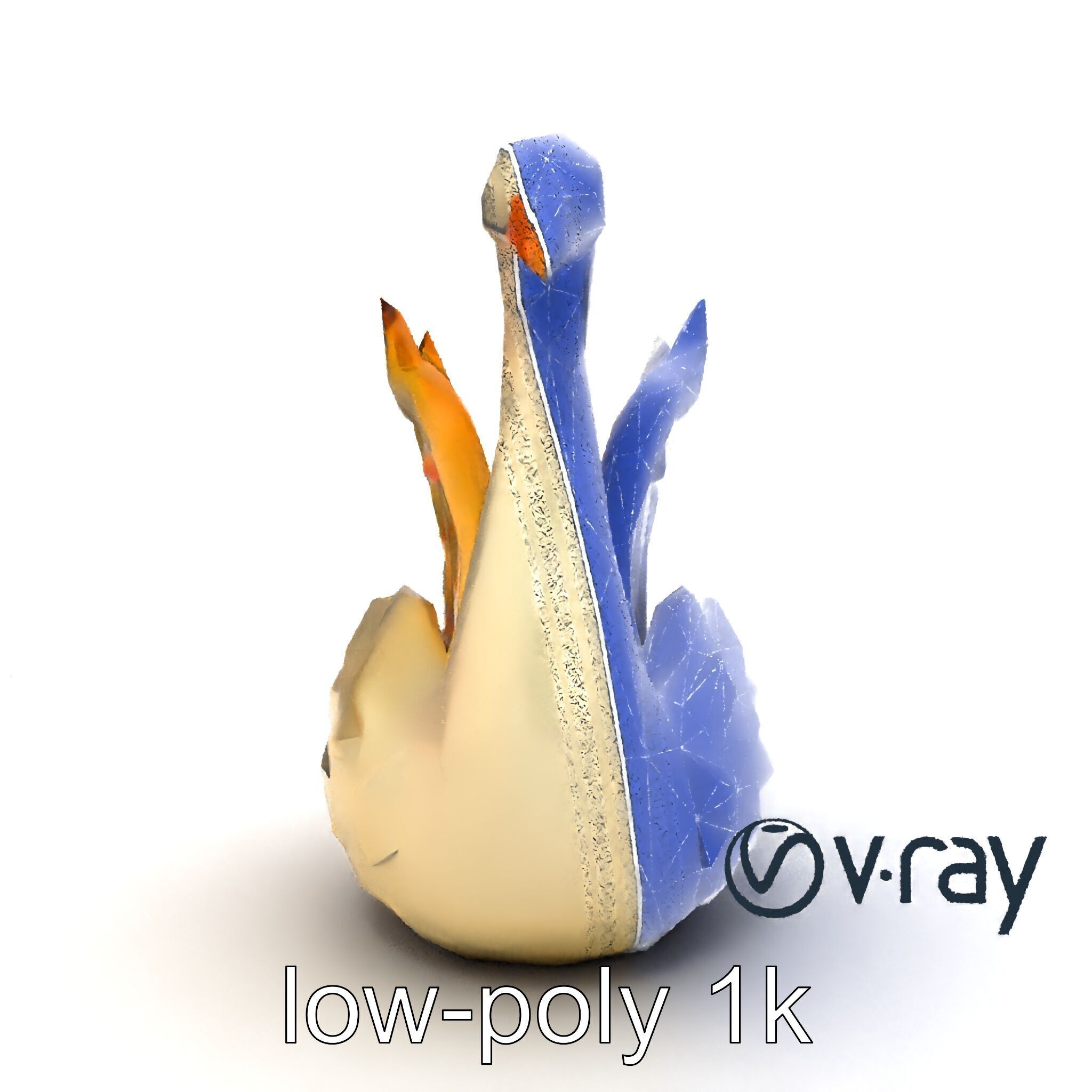 Elegant Meringue Swan Figurine model pack Low-poly 3D model_19