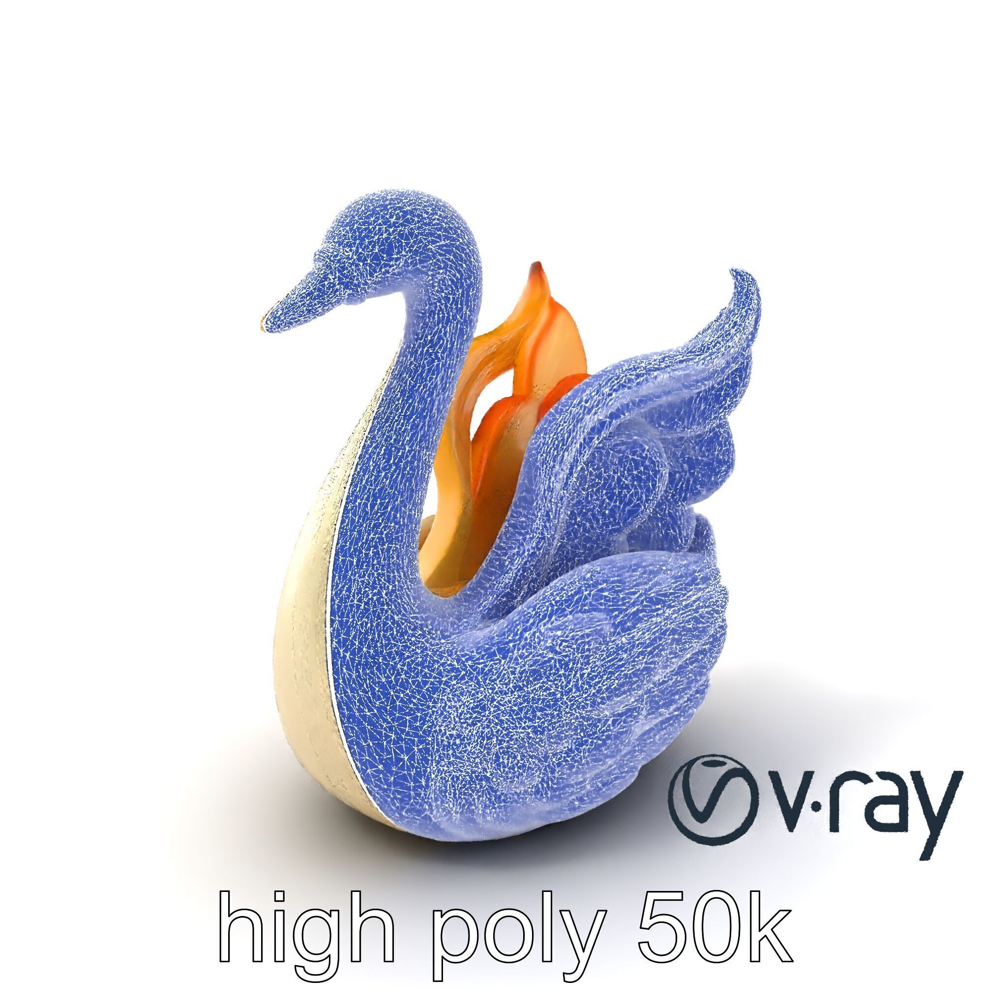 Elegant Meringue Swan Figurine model pack Low-poly 3D model_1