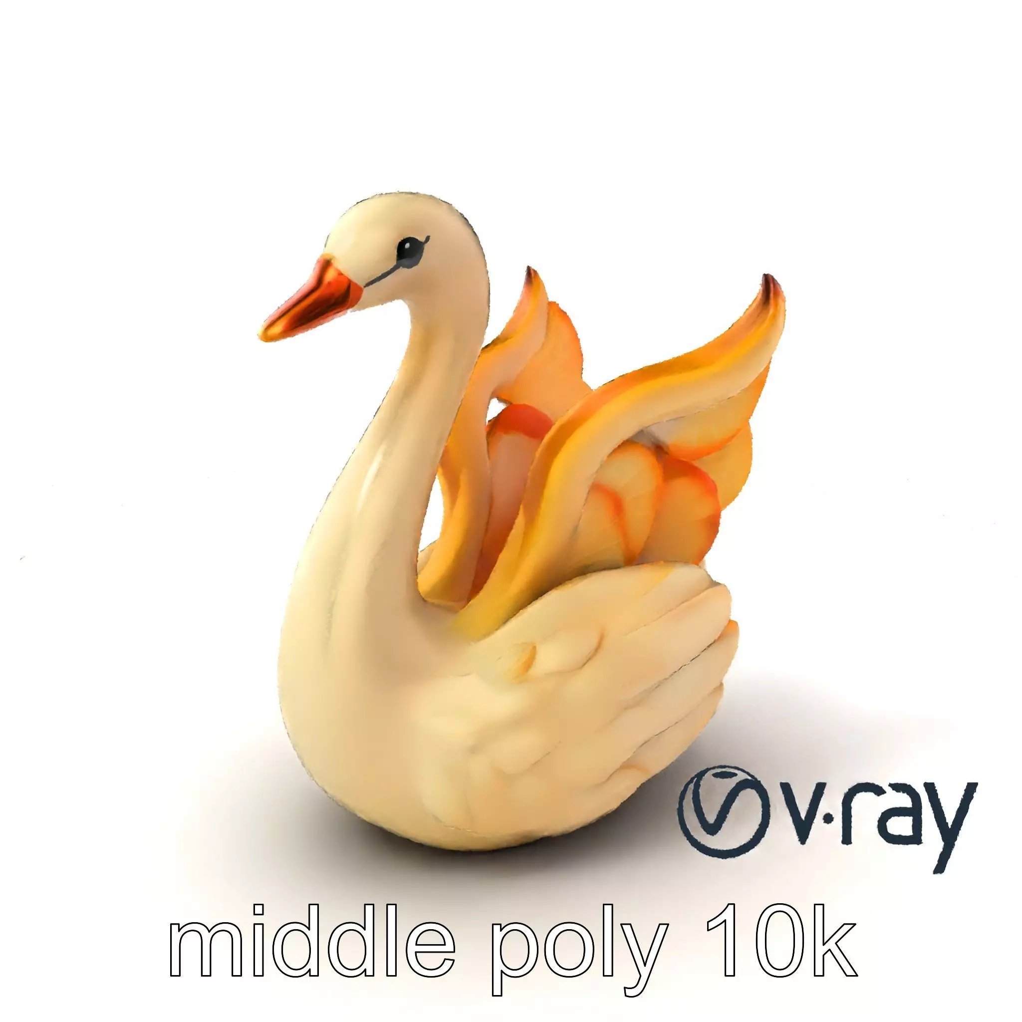 Elegant Meringue Swan Figurine model pack Low-poly 3D model_0