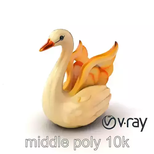 Elegant Meringue Swan Figurine model pack Low-poly 3D model