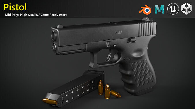 Pistol -Game Ready Low-poly 3D model