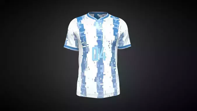 Soccer White Sports Jersey-04 In Low Poly