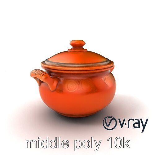 Traditional Ceramic Stew Pot with Spiral Carvings model pack Low-poly 3D model