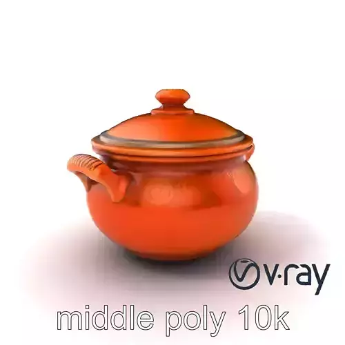 Traditional Ceramic Stew Pot with Spiral Carvings model pack