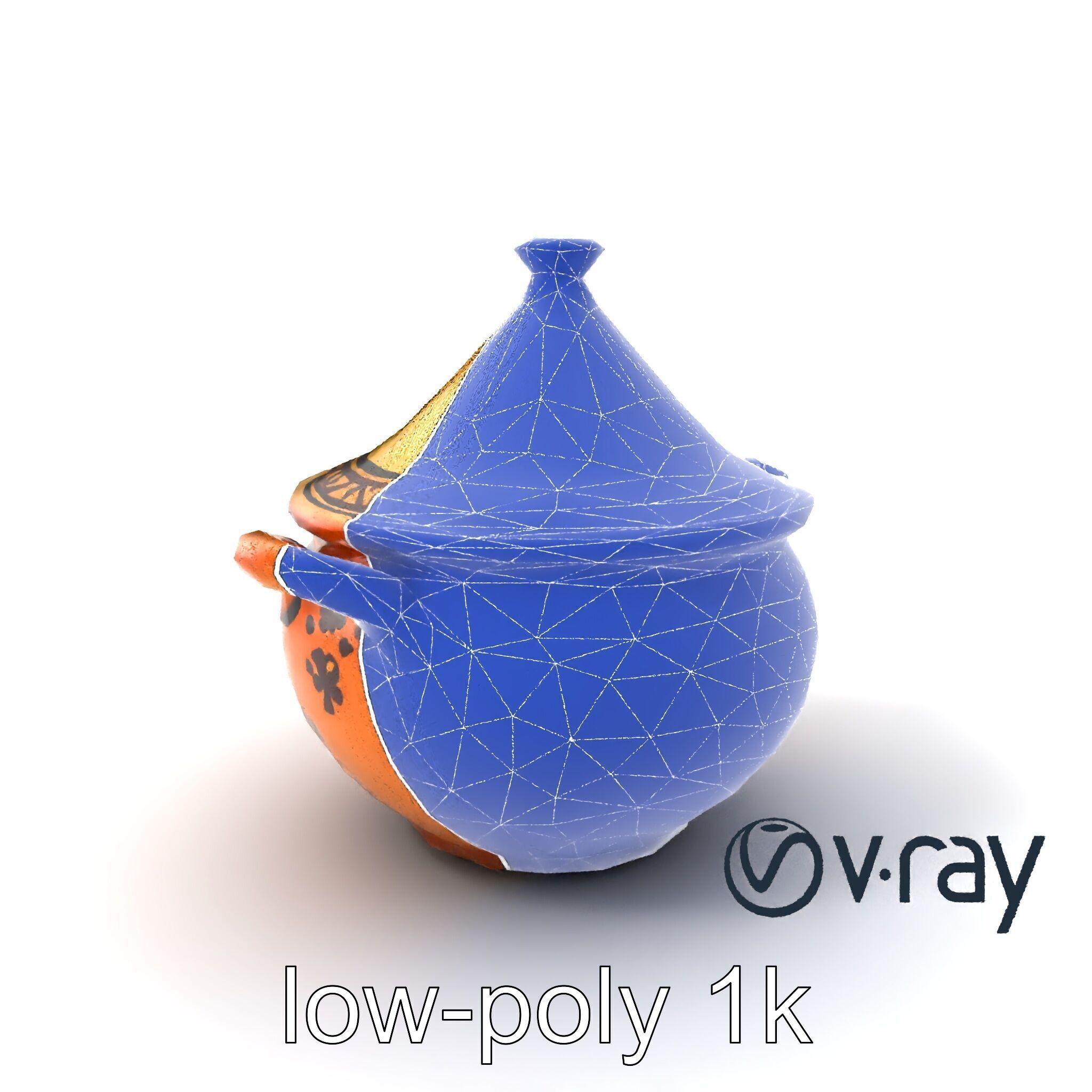Rustic Stoneware Tajine Pot Model Pack Low-poly 3D model_6