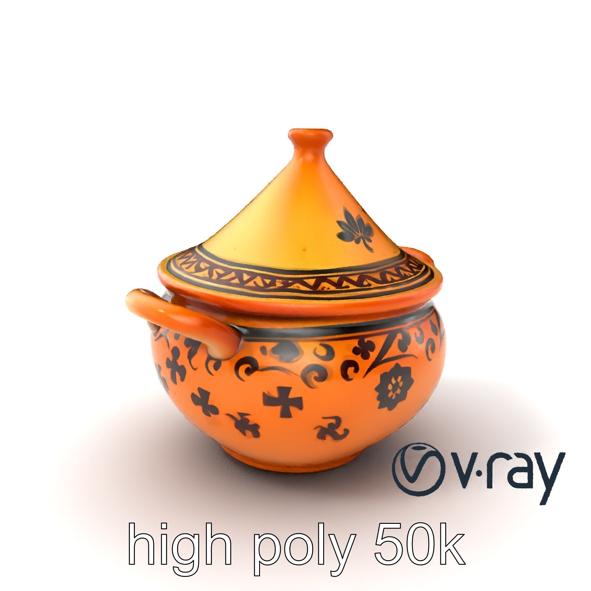 Rustic Stoneware Tajine Pot Model Pack Low-poly 3D model_2