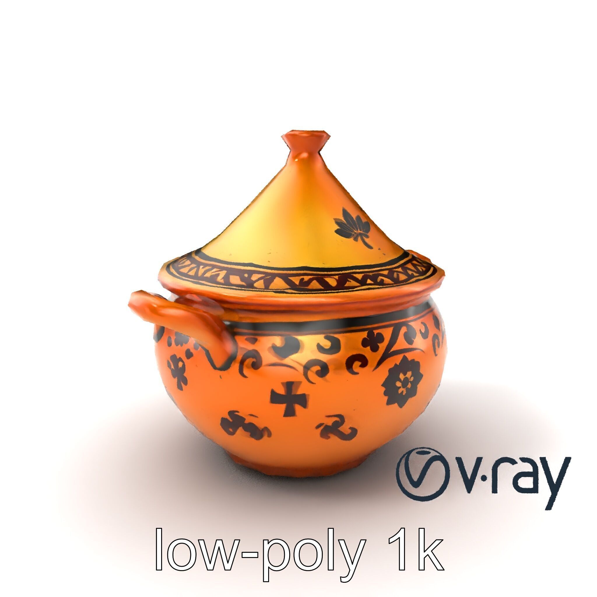 Rustic Stoneware Tajine Pot Model Pack Low-poly 3D model_4
