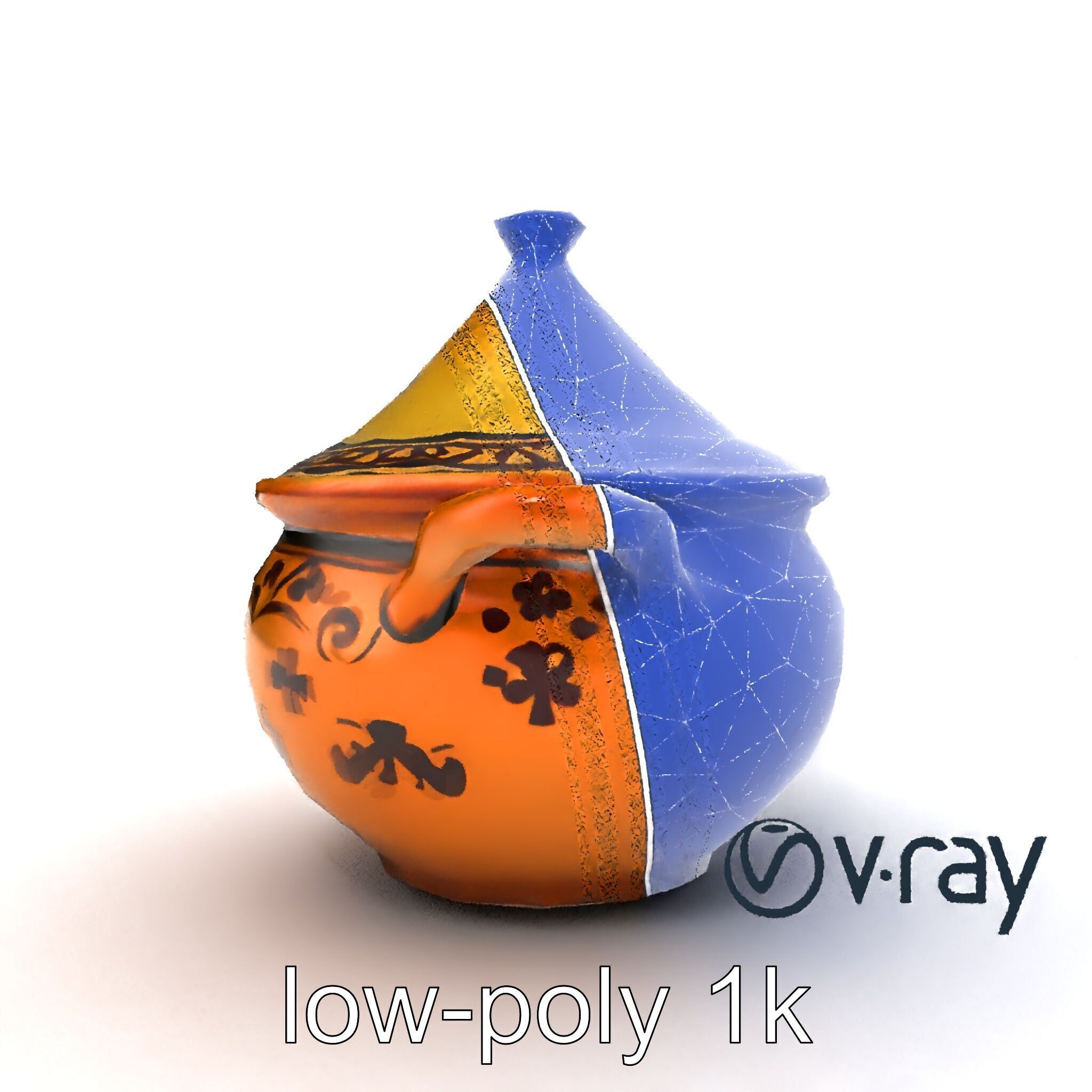 Rustic Stoneware Tajine Pot Model Pack Low-poly 3D model_16