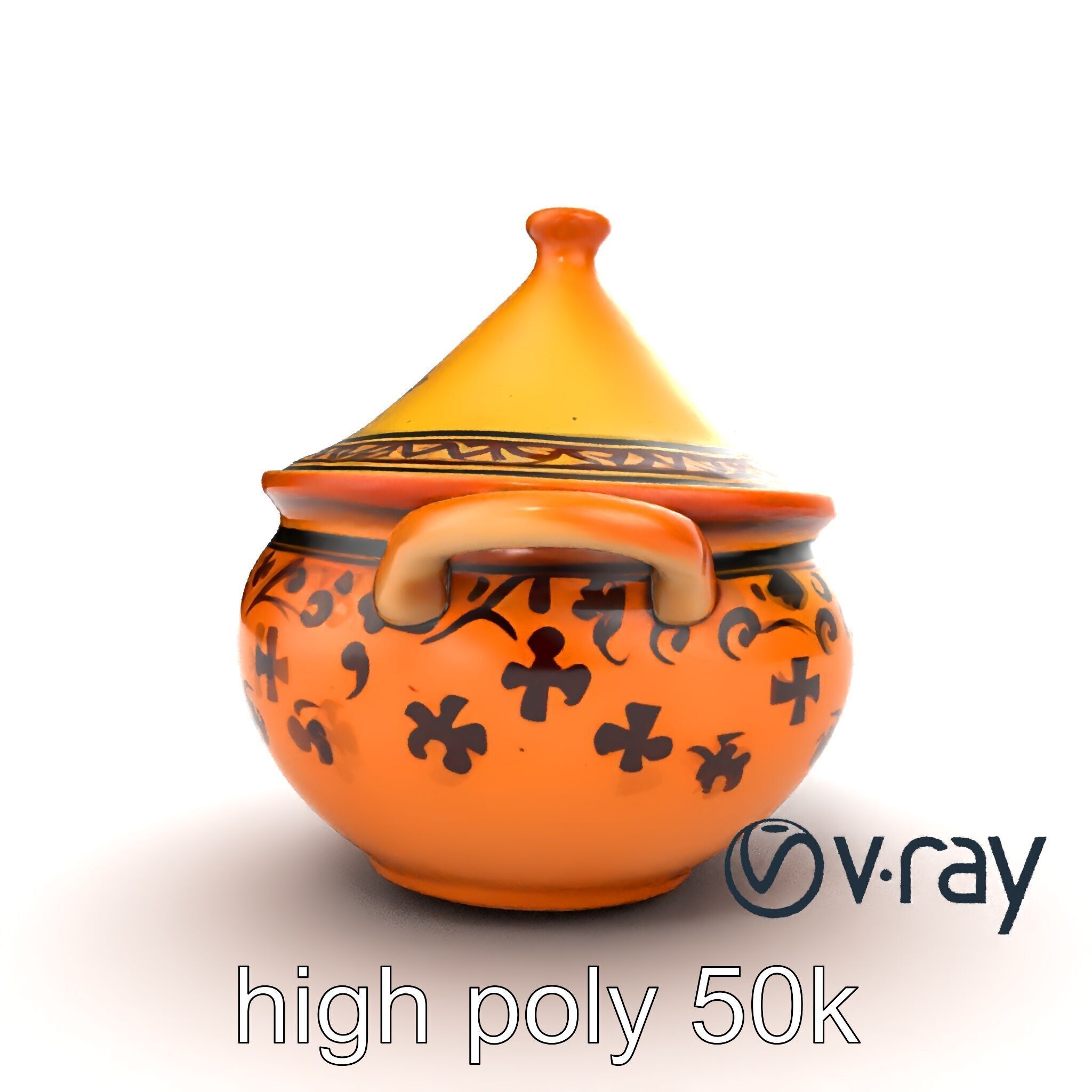 Rustic Stoneware Tajine Pot Model Pack Low-poly 3D model_17