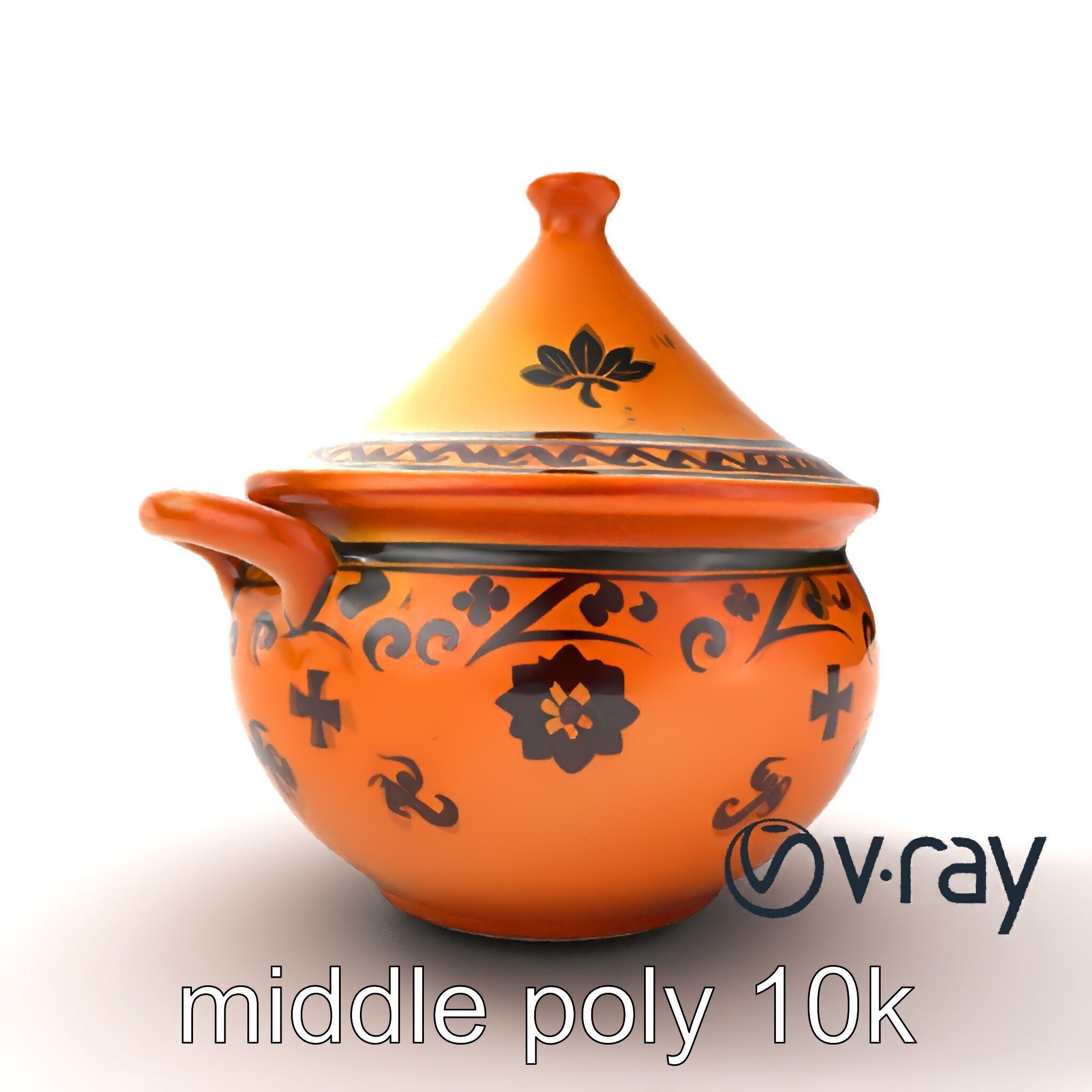 Rustic Stoneware Tajine Pot Model Pack Low-poly 3D model_13