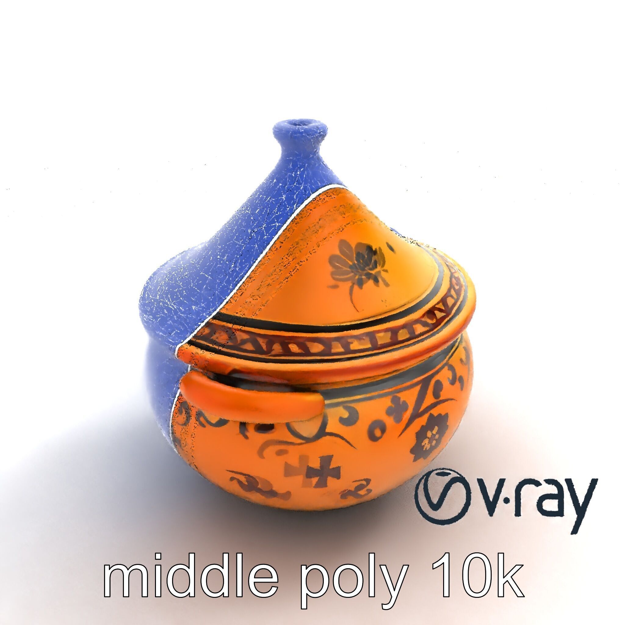 Rustic Stoneware Tajine Pot Model Pack Low-poly 3D model_11