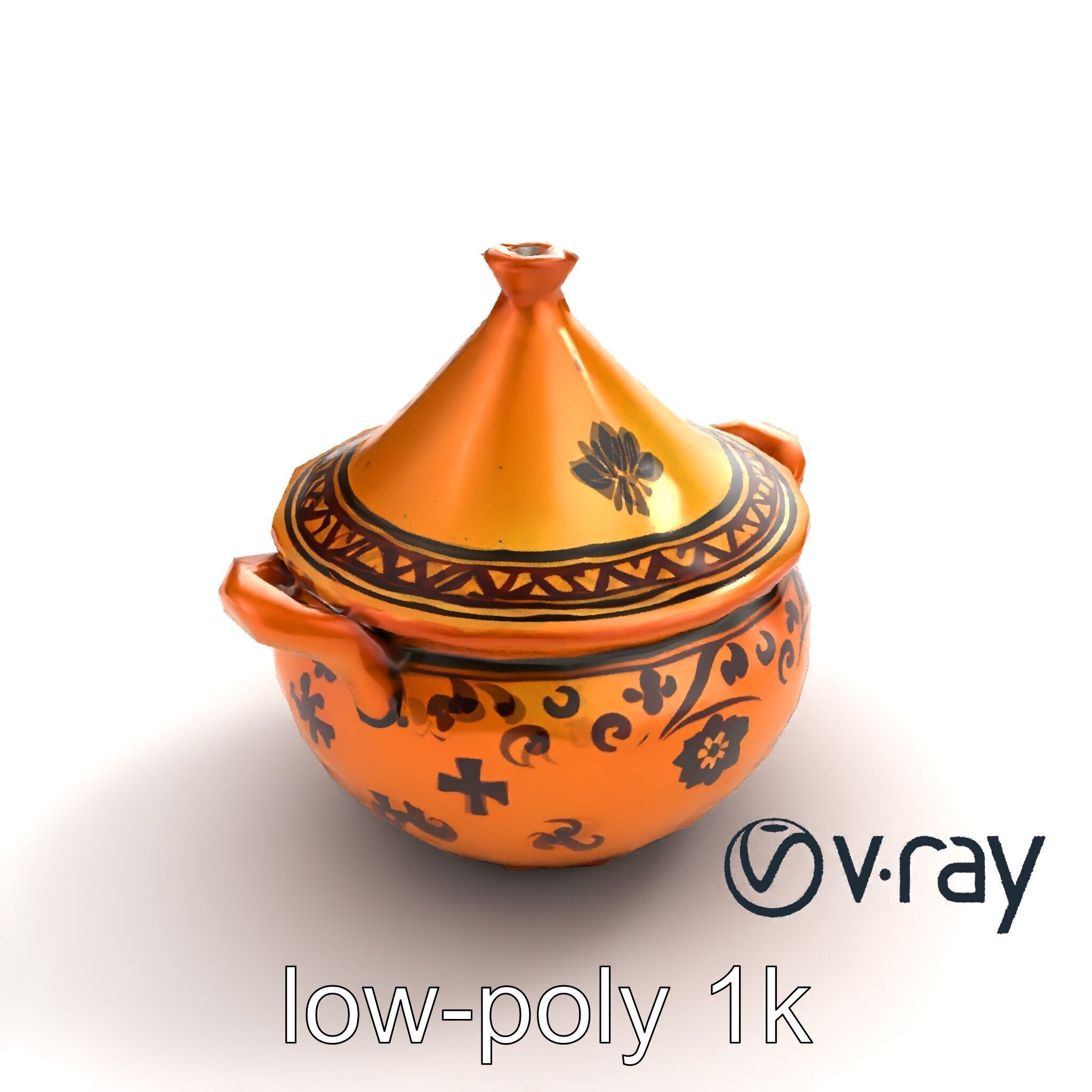 Rustic Stoneware Tajine Pot Model Pack Low-poly 3D model_8