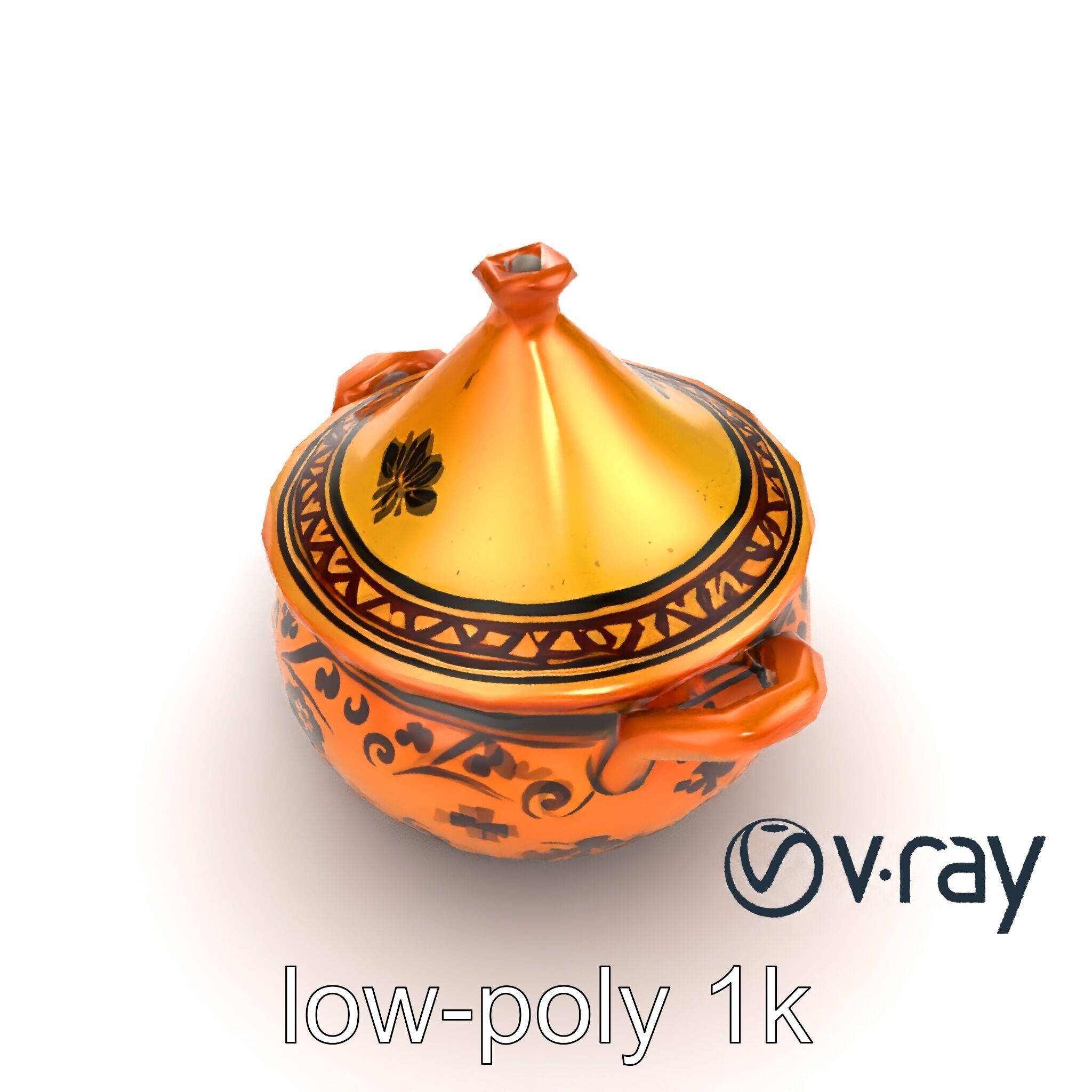 Rustic Stoneware Tajine Pot Model Pack Low-poly 3D model_27