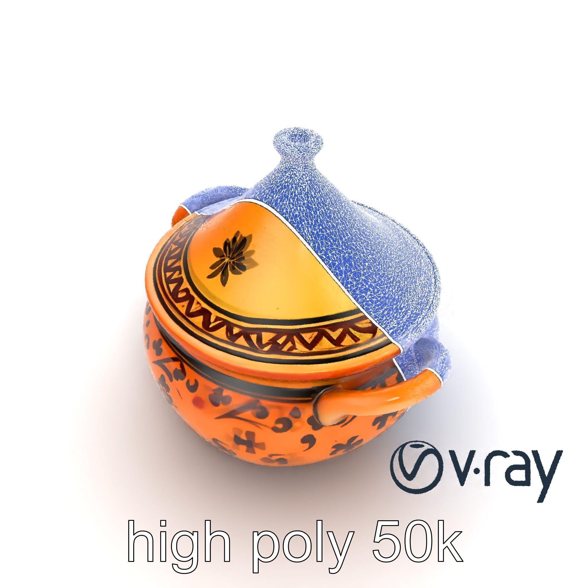 Rustic Stoneware Tajine Pot Model Pack Low-poly 3D model_10