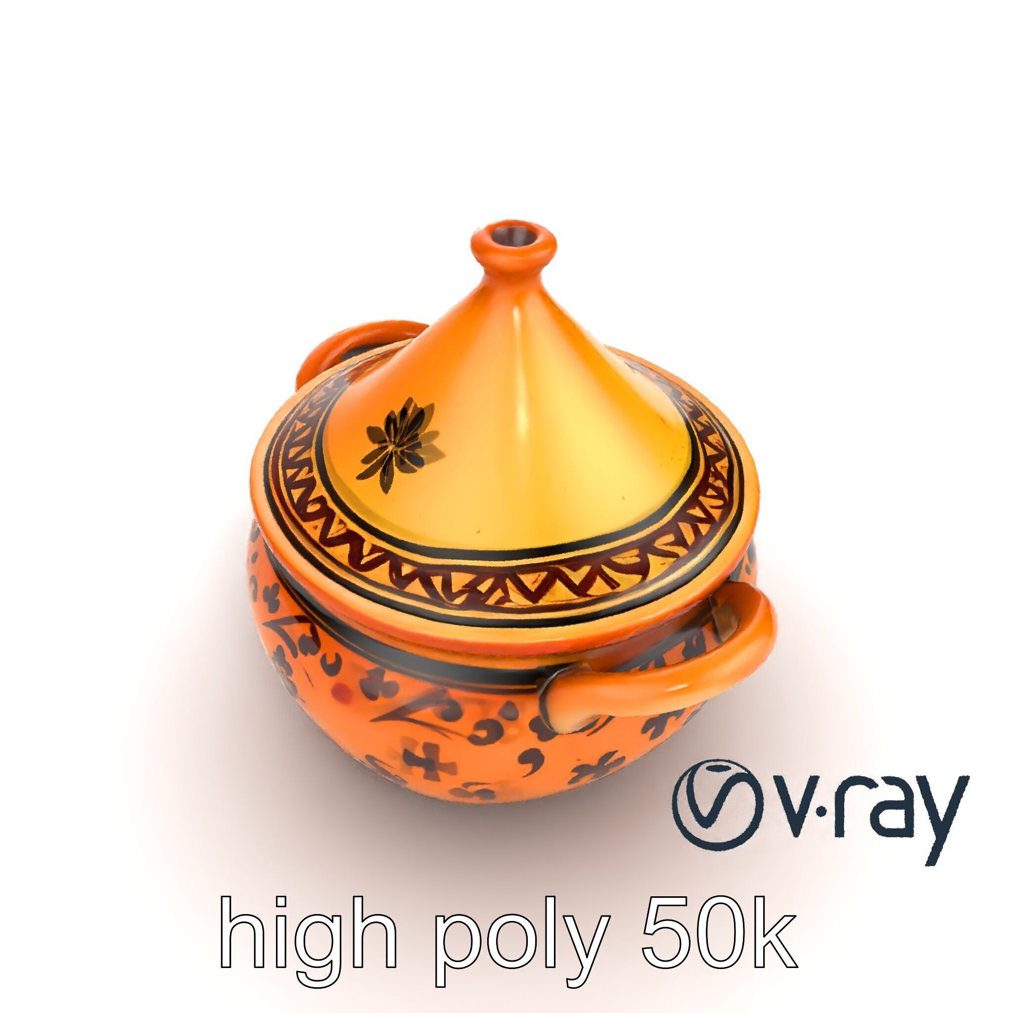 Rustic Stoneware Tajine Pot Model Pack Low-poly 3D model_12