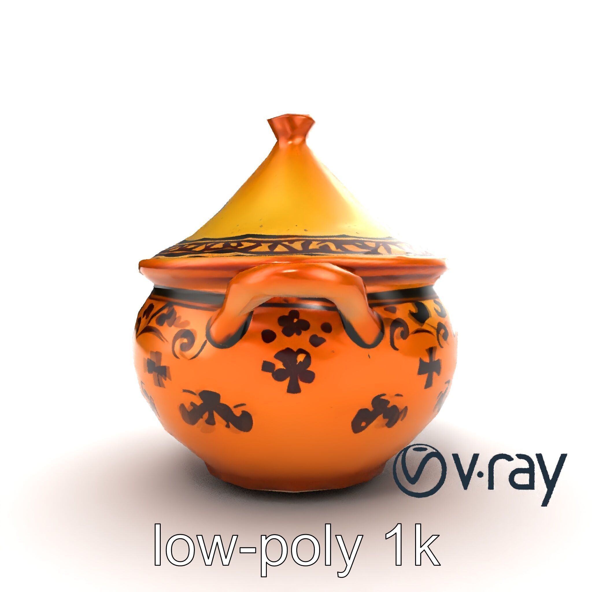 Rustic Stoneware Tajine Pot Model Pack Low-poly 3D model_18