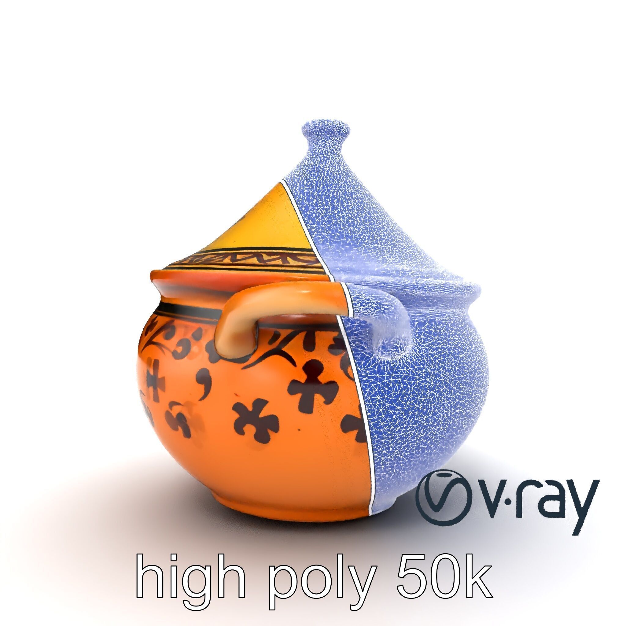 Rustic Stoneware Tajine Pot Model Pack Low-poly 3D model_14