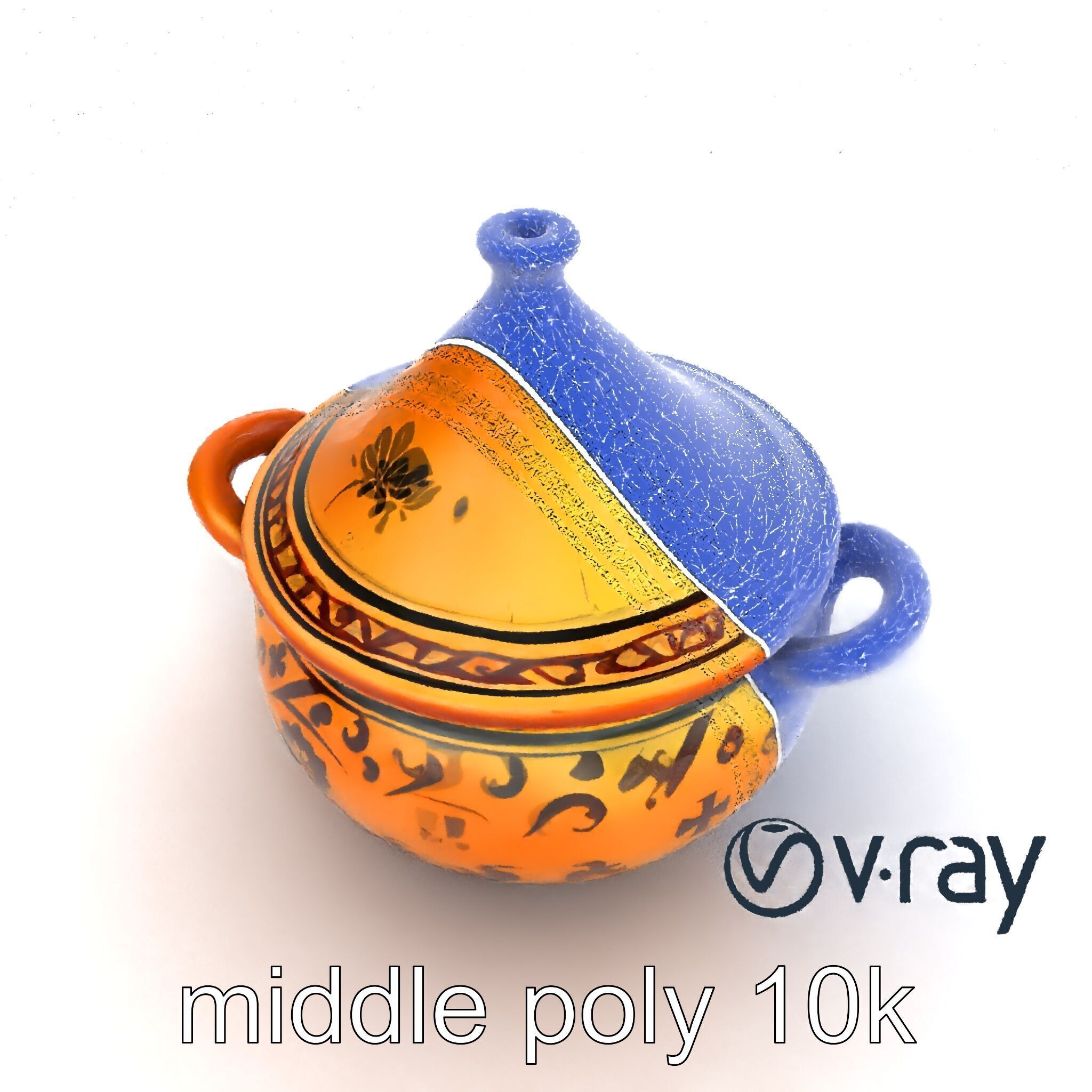 Rustic Stoneware Tajine Pot Model Pack Low-poly 3D model_30