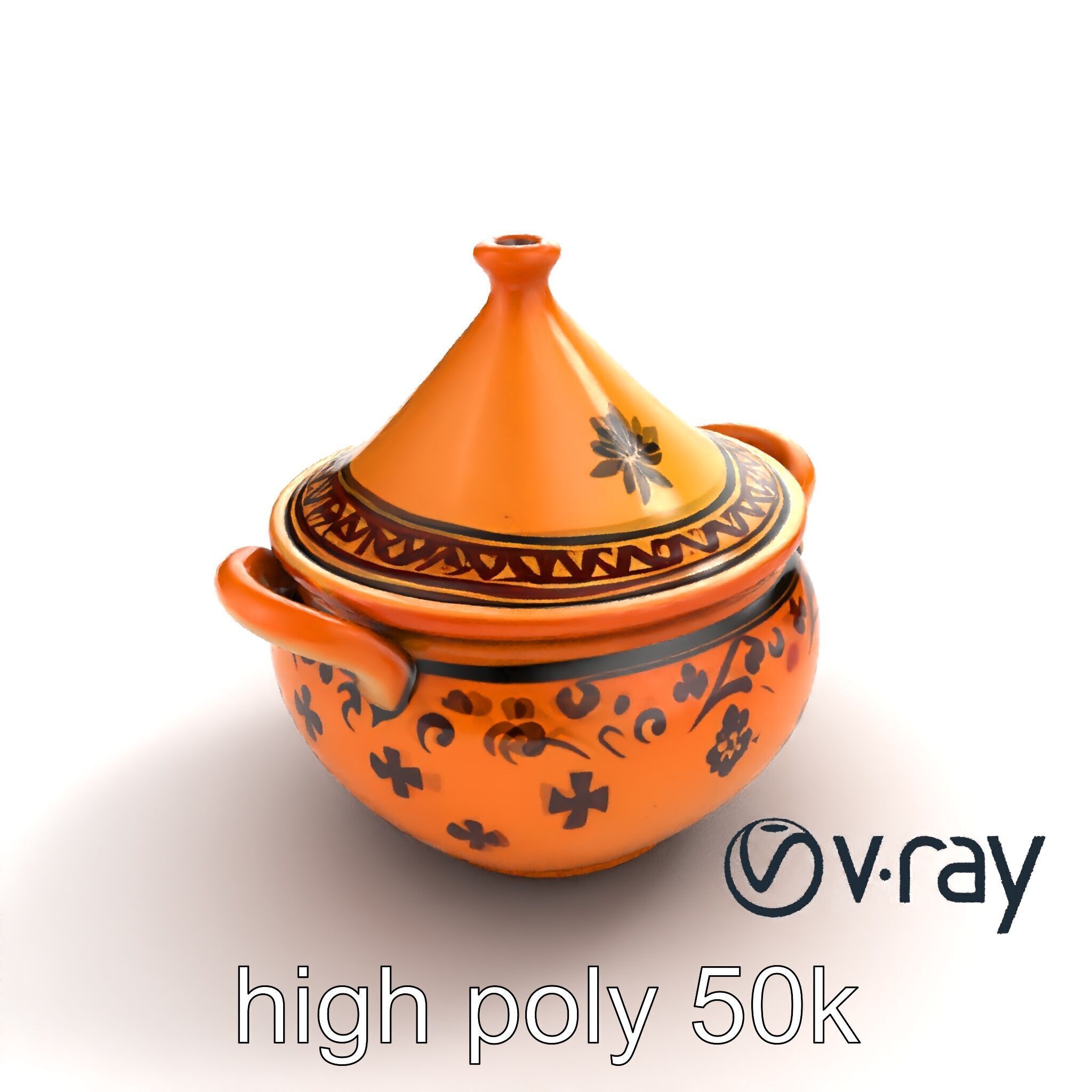 Rustic Stoneware Tajine Pot Model Pack Low-poly 3D model_9