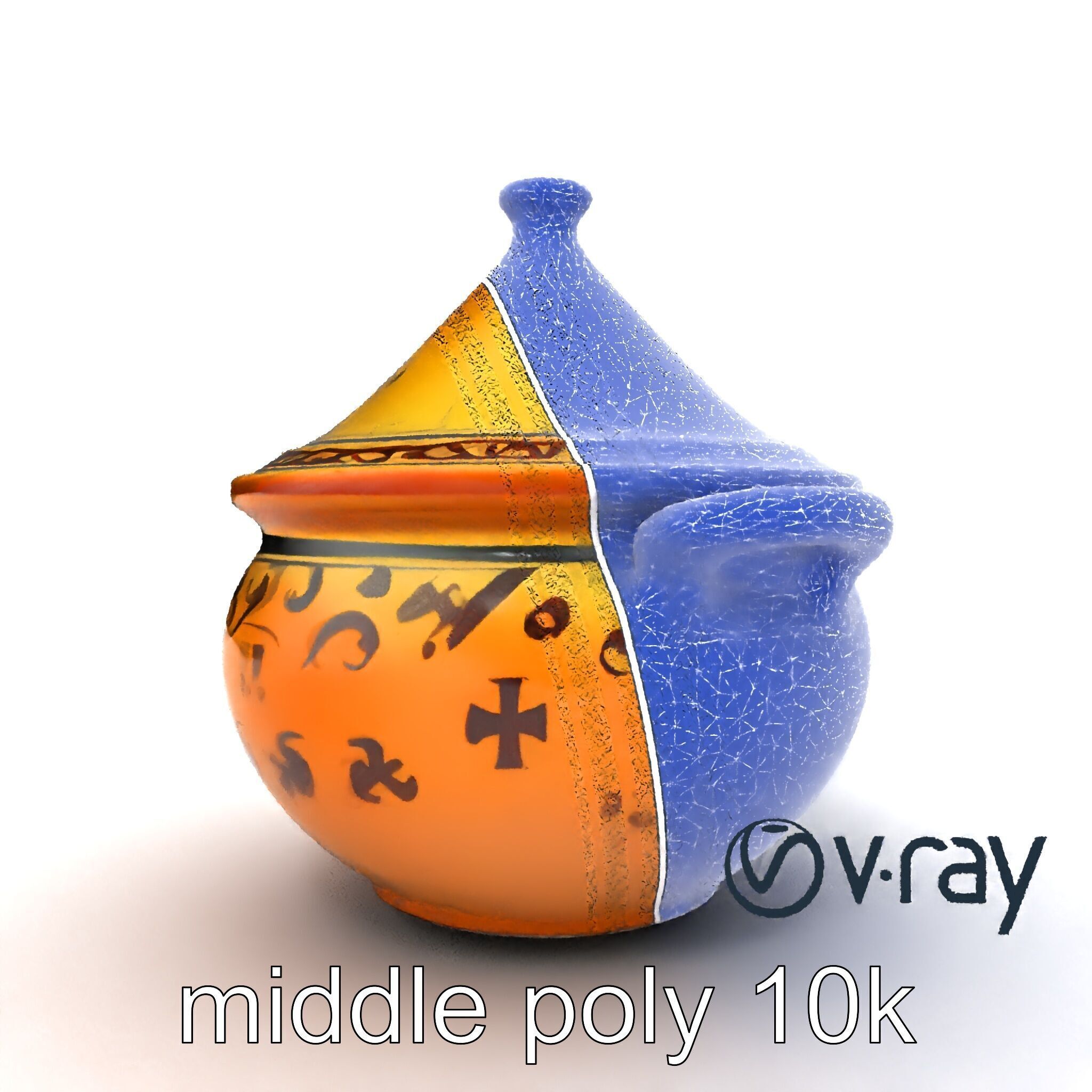 Rustic Stoneware Tajine Pot Model Pack Low-poly 3D model_26