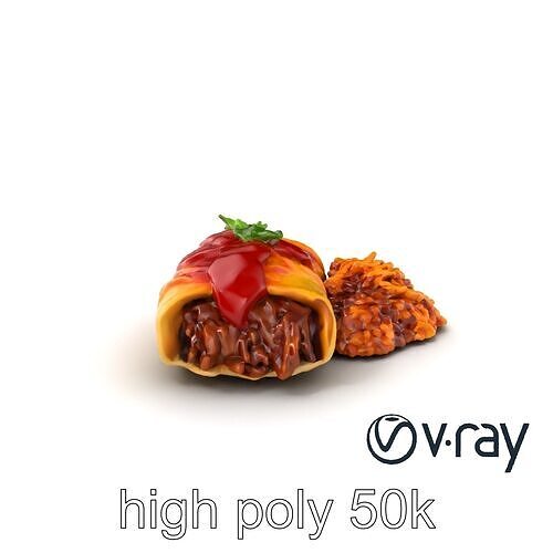 Realistic Colorful Enchilada Dish 3D Model Pack Low-poly 3D model 3