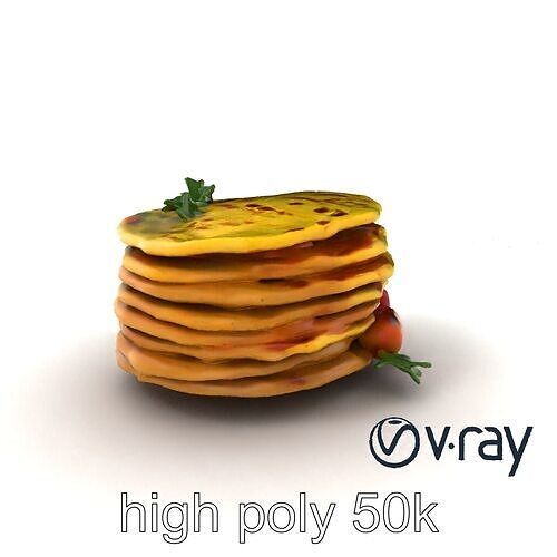 Corn Tortilla Stack Culinary model pack Low-poly 3D model 2