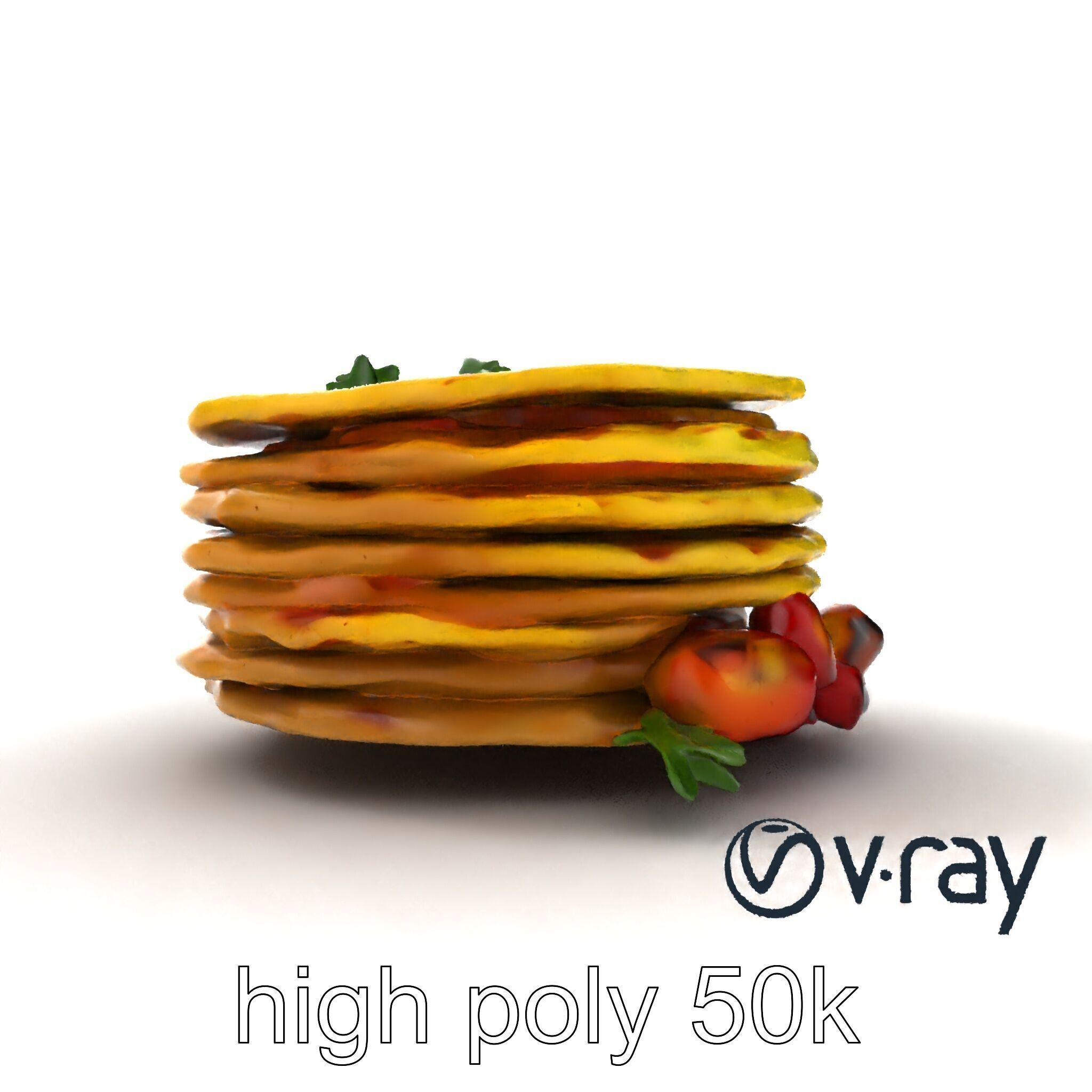 Corn Tortilla Stack Culinary model pack Low-poly 3D model_15