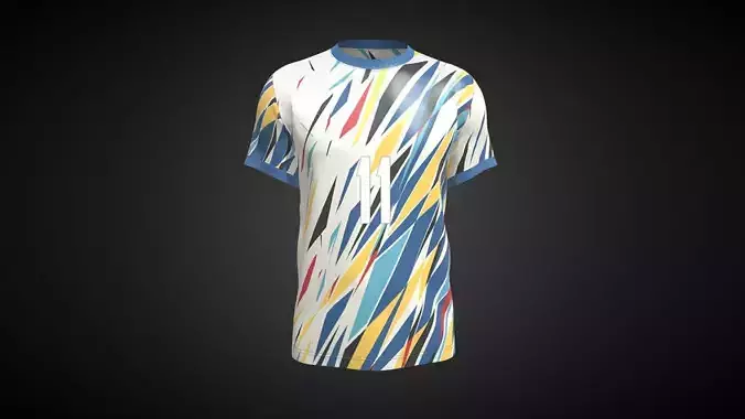 Soccer White With Multi Colors Jersey Player-11 In Low Poly