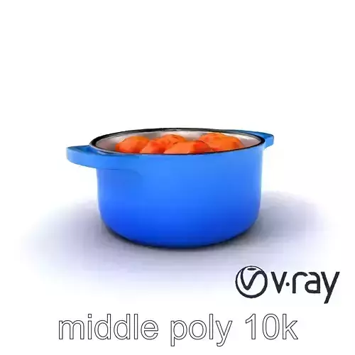Contemporary Dutch Oven Pot with Meatballs Model Pack Low-poly 3D model