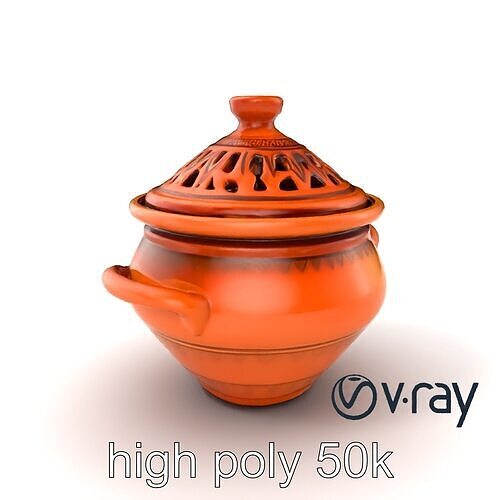 North African Tagine Pot Artisanal model pack Low-poly 3D model 2