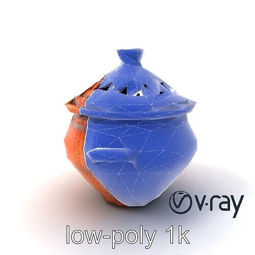 North African Tagine Pot Artisanal model pack Low-poly 3D model 7