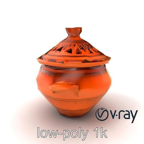 North African Tagine Pot Artisanal model pack Low-poly 3D model 5
