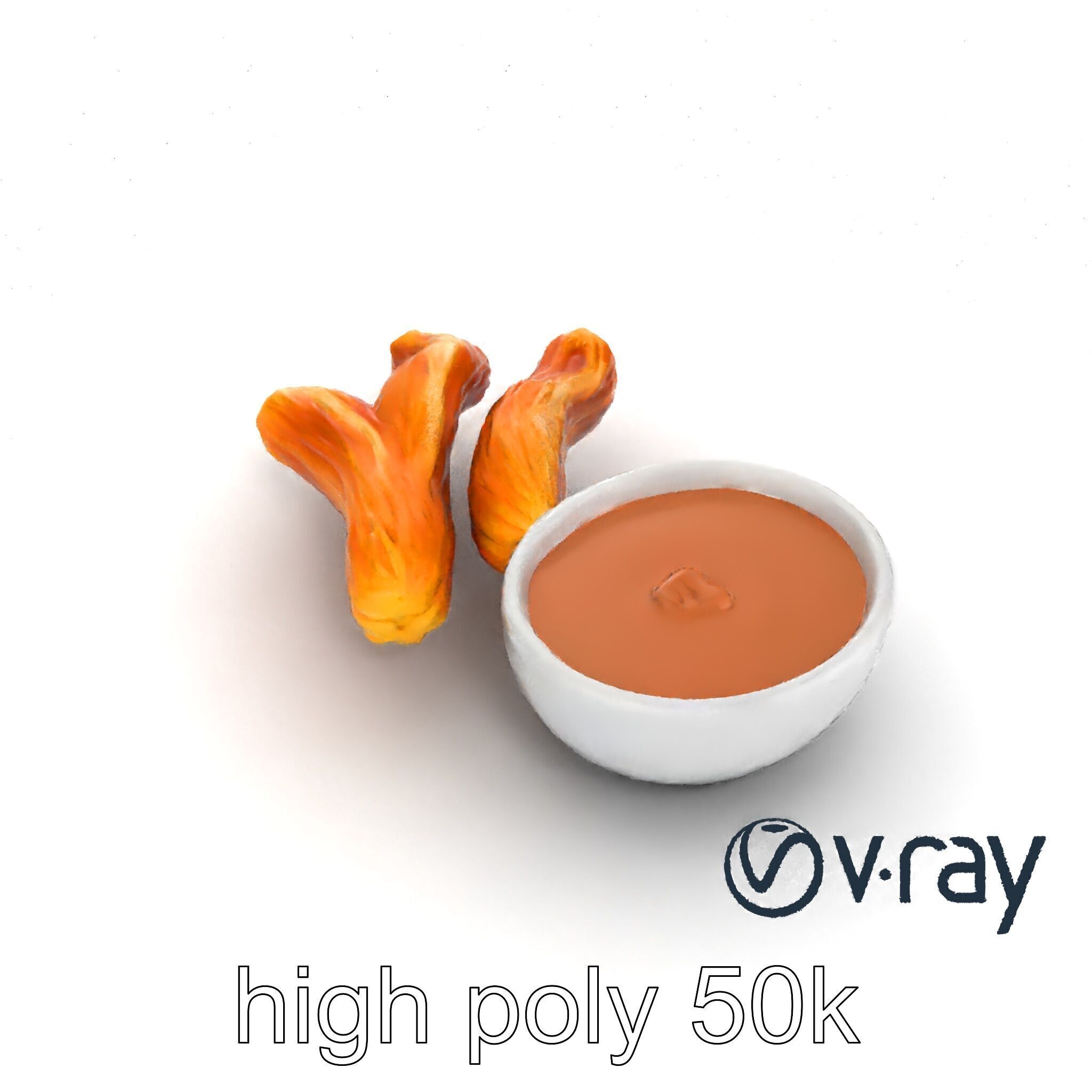 Churro Dessert with Chocolate Sauce model pack Low-poly 3D model_17