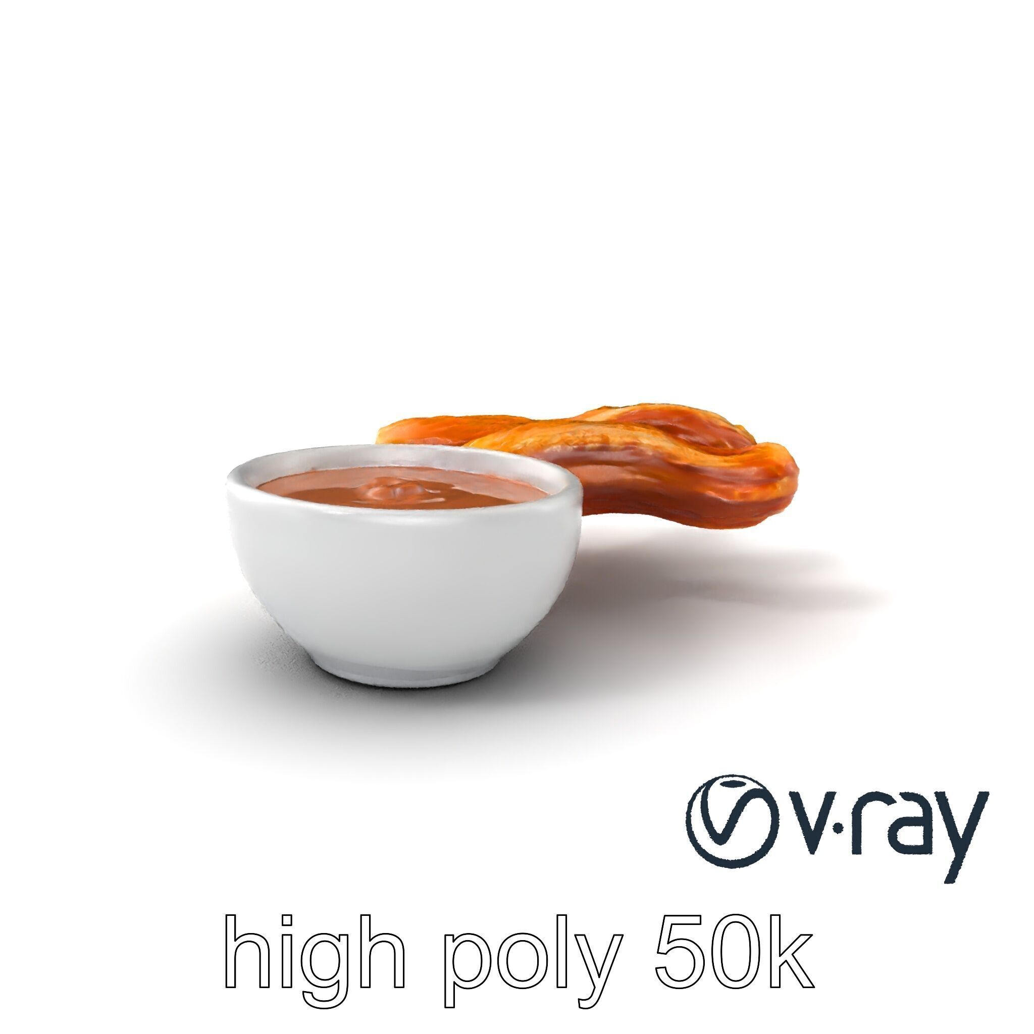 Churro Dessert with Chocolate Sauce model pack Low-poly 3D model_2