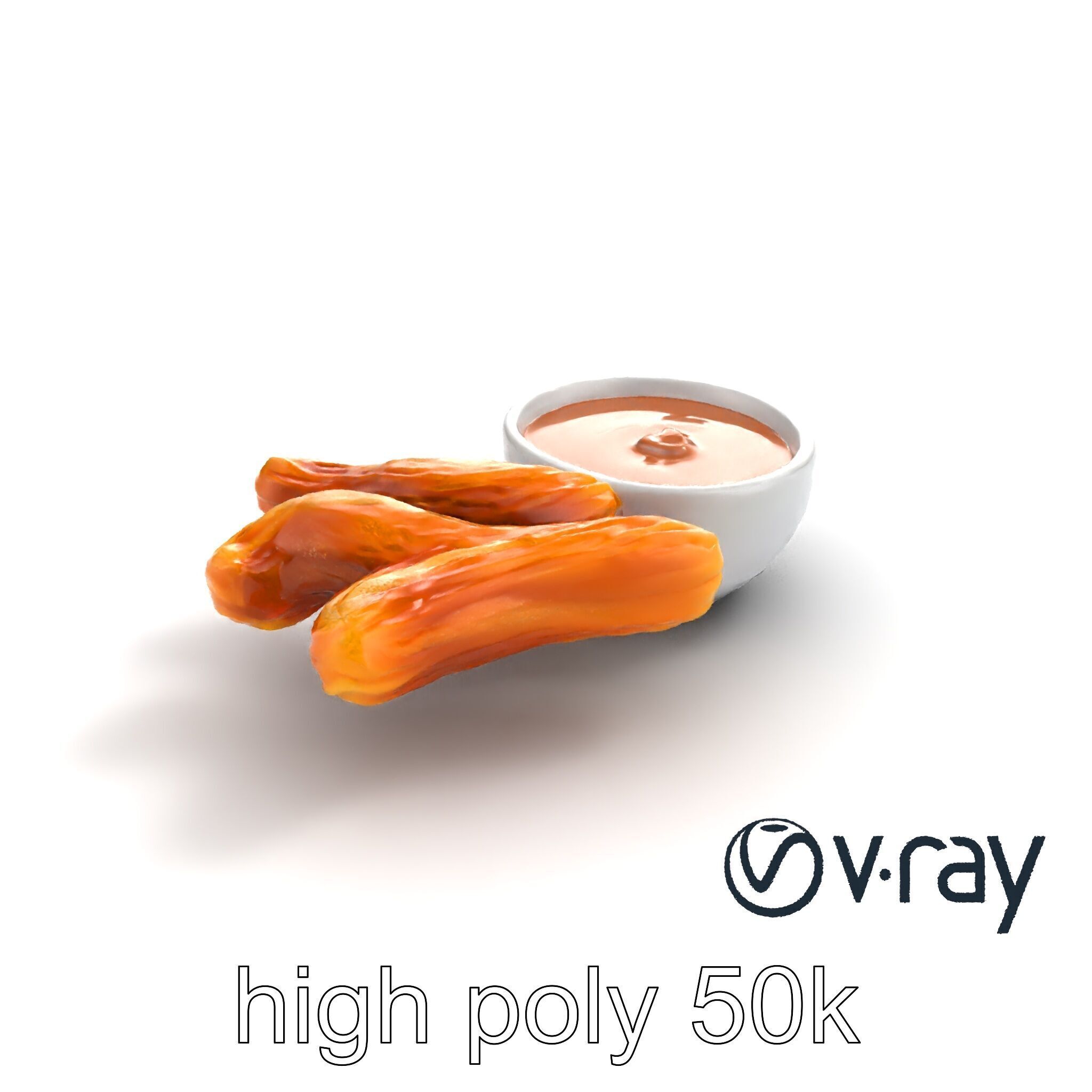 Churro Dessert with Chocolate Sauce model pack Low-poly 3D model_9