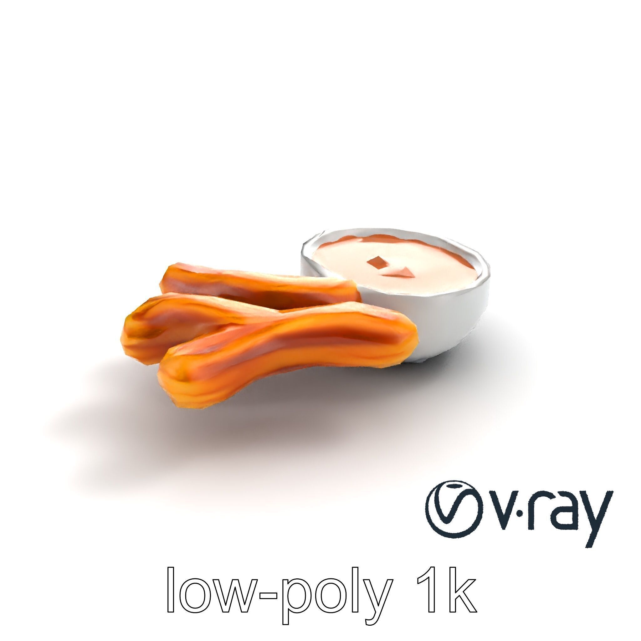 Churro Dessert with Chocolate Sauce model pack Low-poly 3D model_8