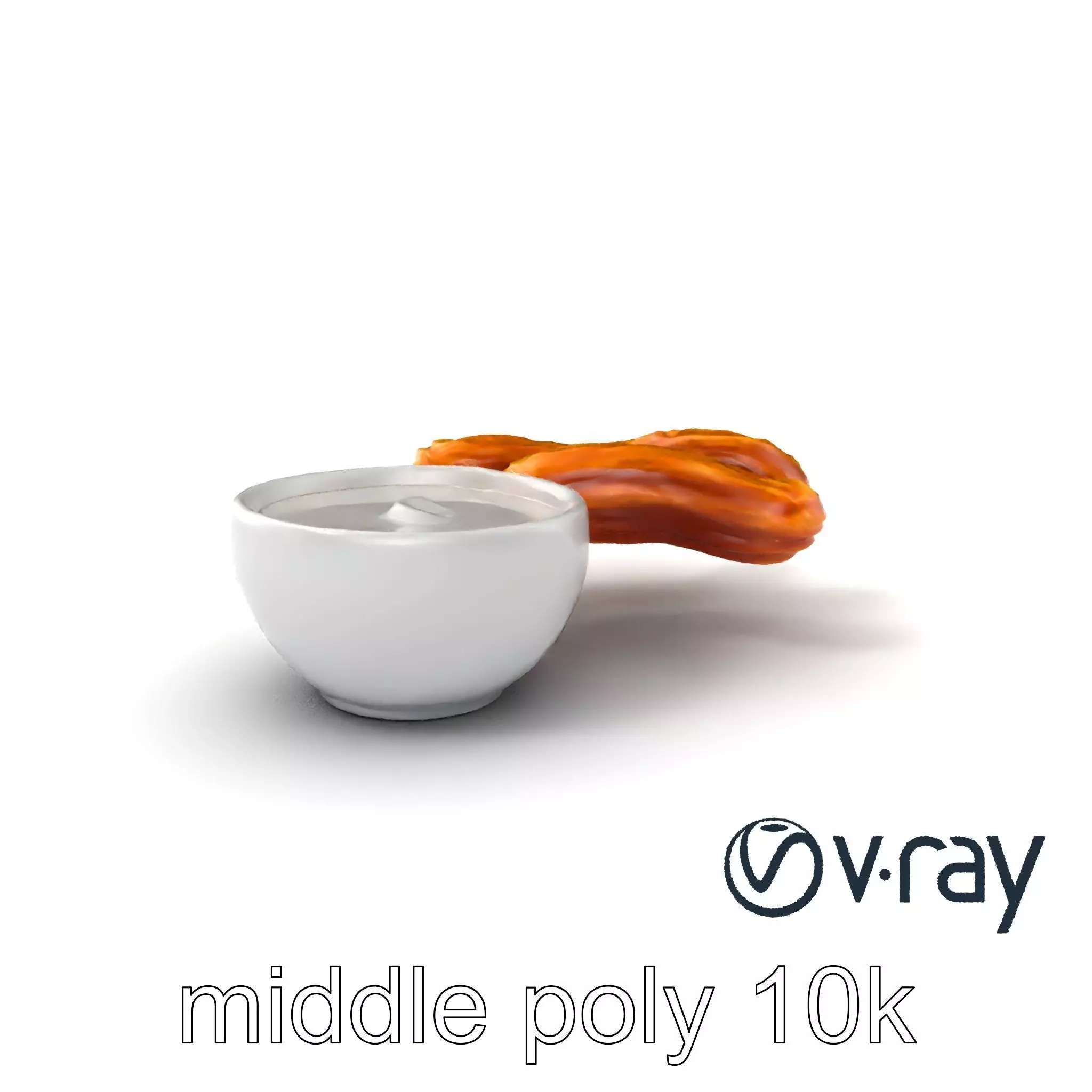 Churro Dessert with Chocolate Sauce model pack Low-poly 3D model_0